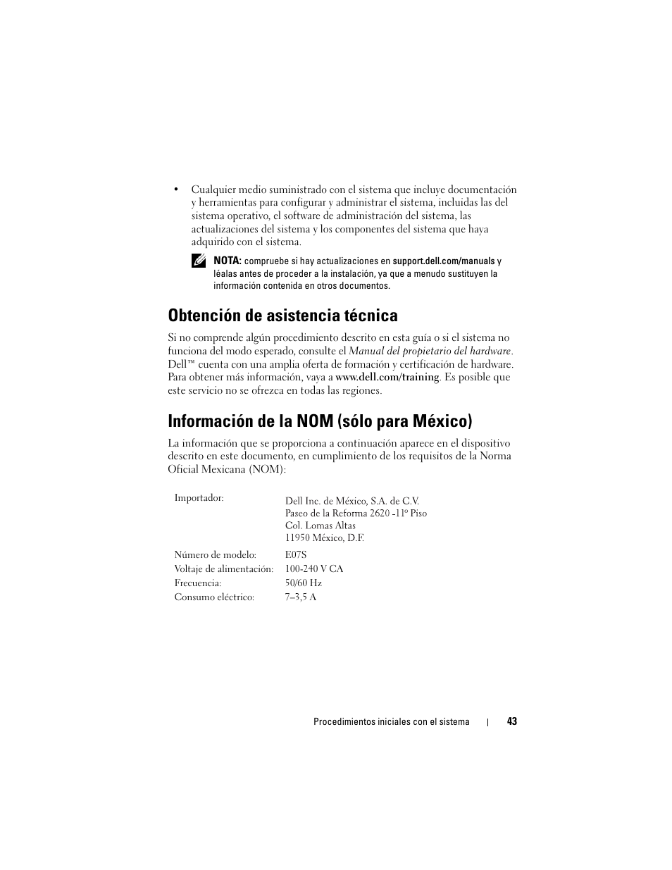 Obtención de asistencia técnica, Información de la nom (sólo para méxico) | Dell PowerVault NX300 User Manual | Page 45 / 54