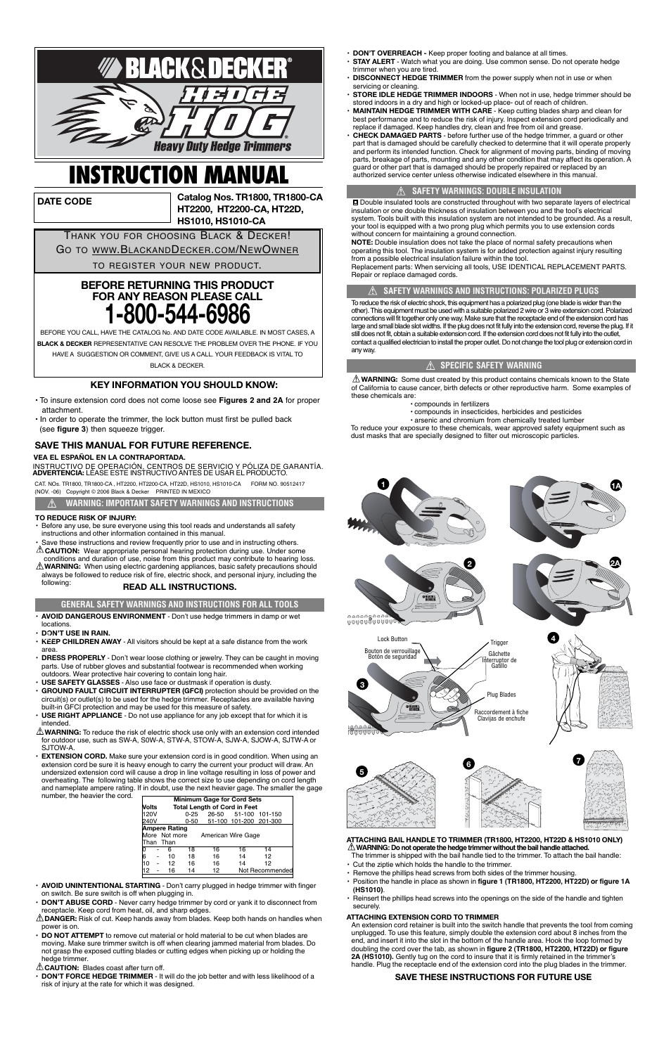 Black & Decker TR1800-CA User Manual | 5 pages