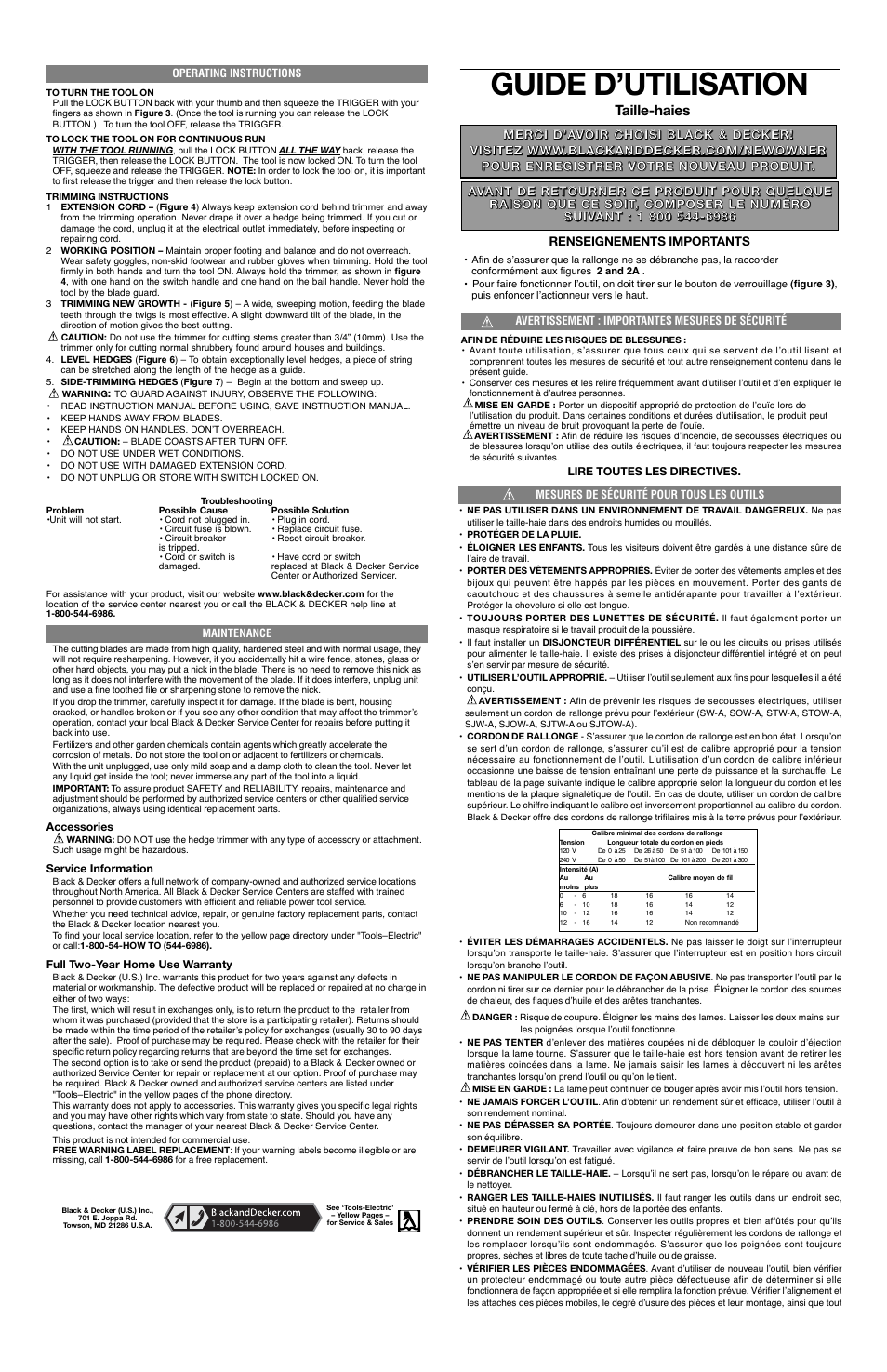 Guide d’utilisation | Black & Decker TR1800-CA User Manual | Page 2 / 5