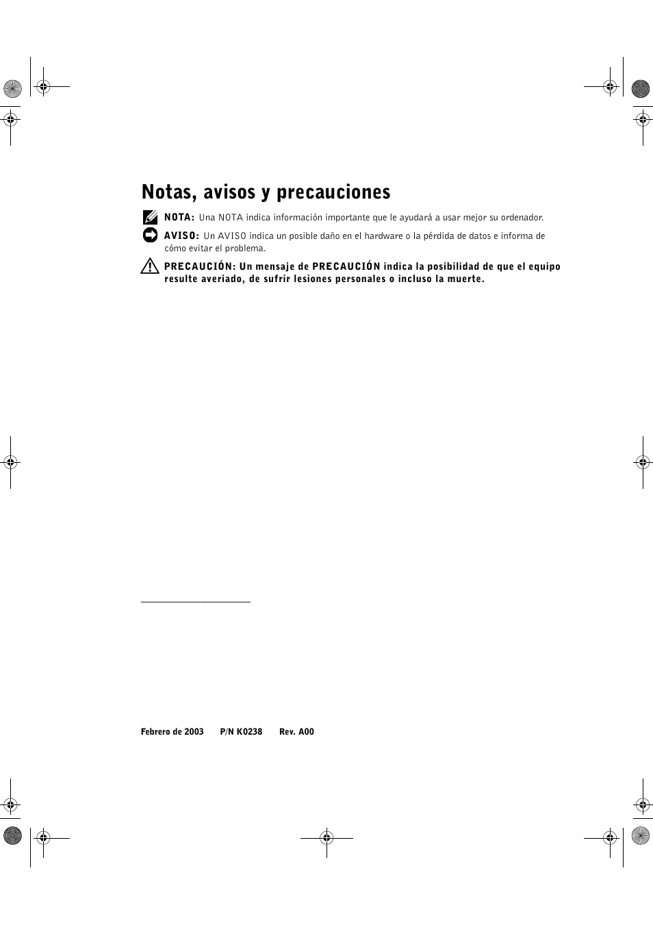 Notas, avisos y precauciones | Dell PowerEdge 1750 User Manual | Page 64 / 82