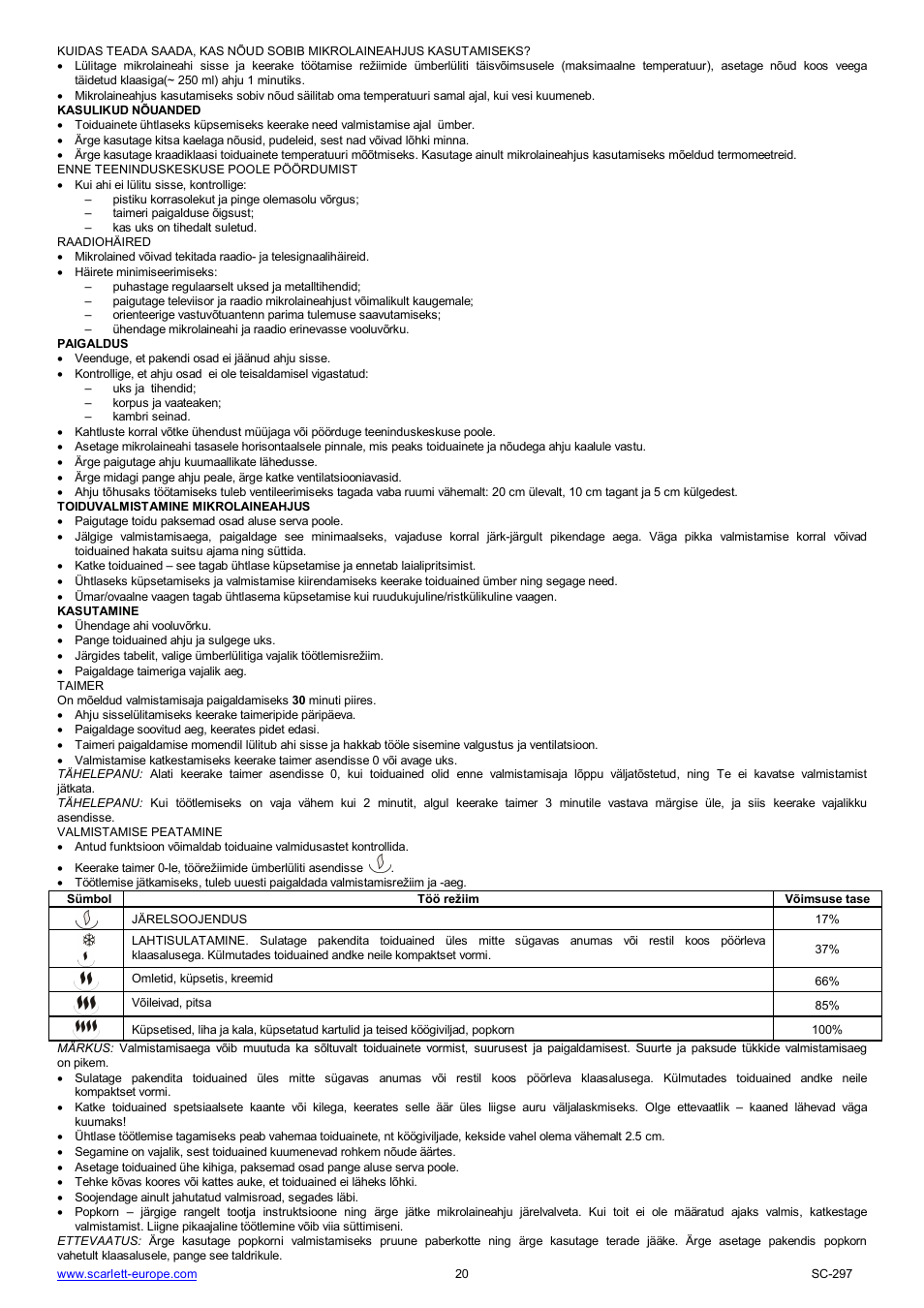 Scarlett SC-297 User Manual | Page 20 / 31