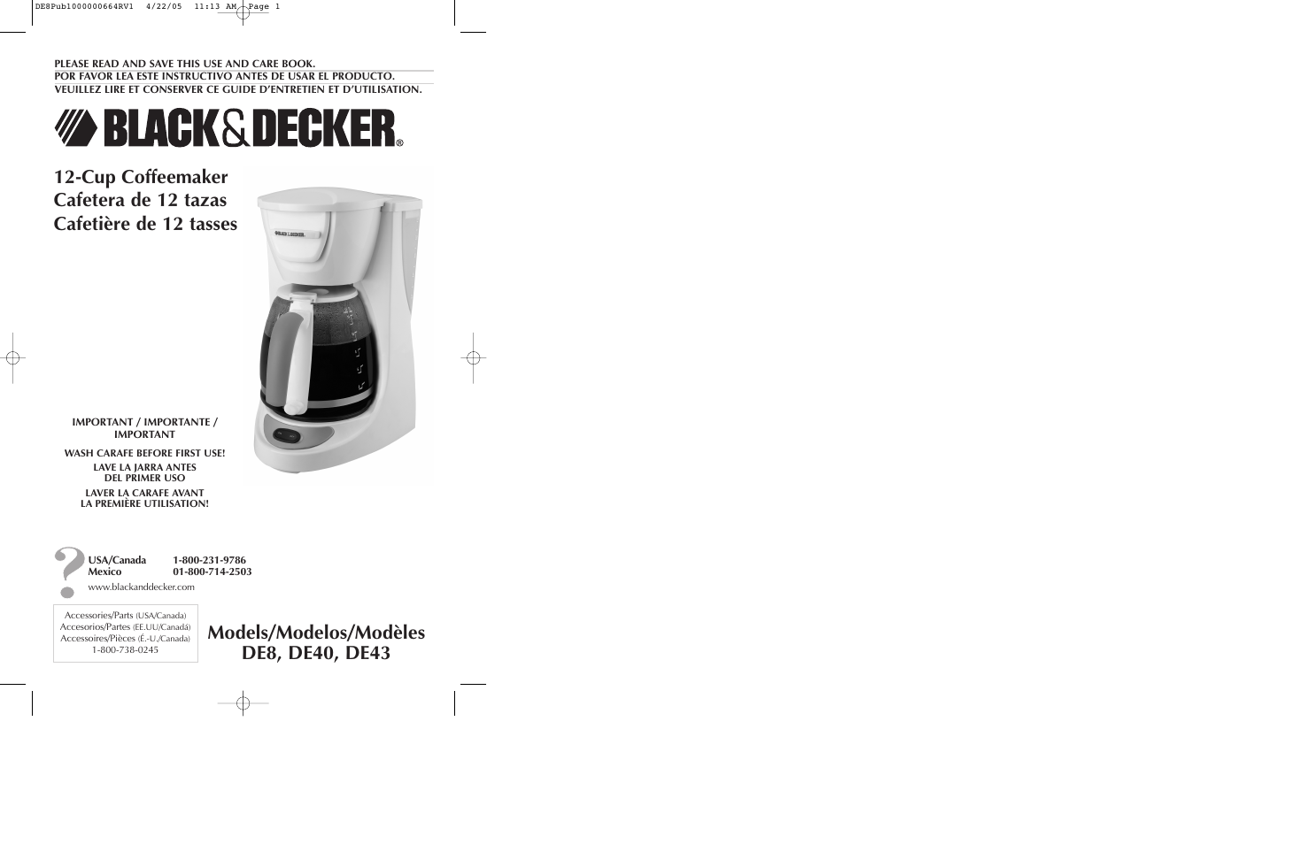 Black & Decker DE40 User Manual | 13 pages