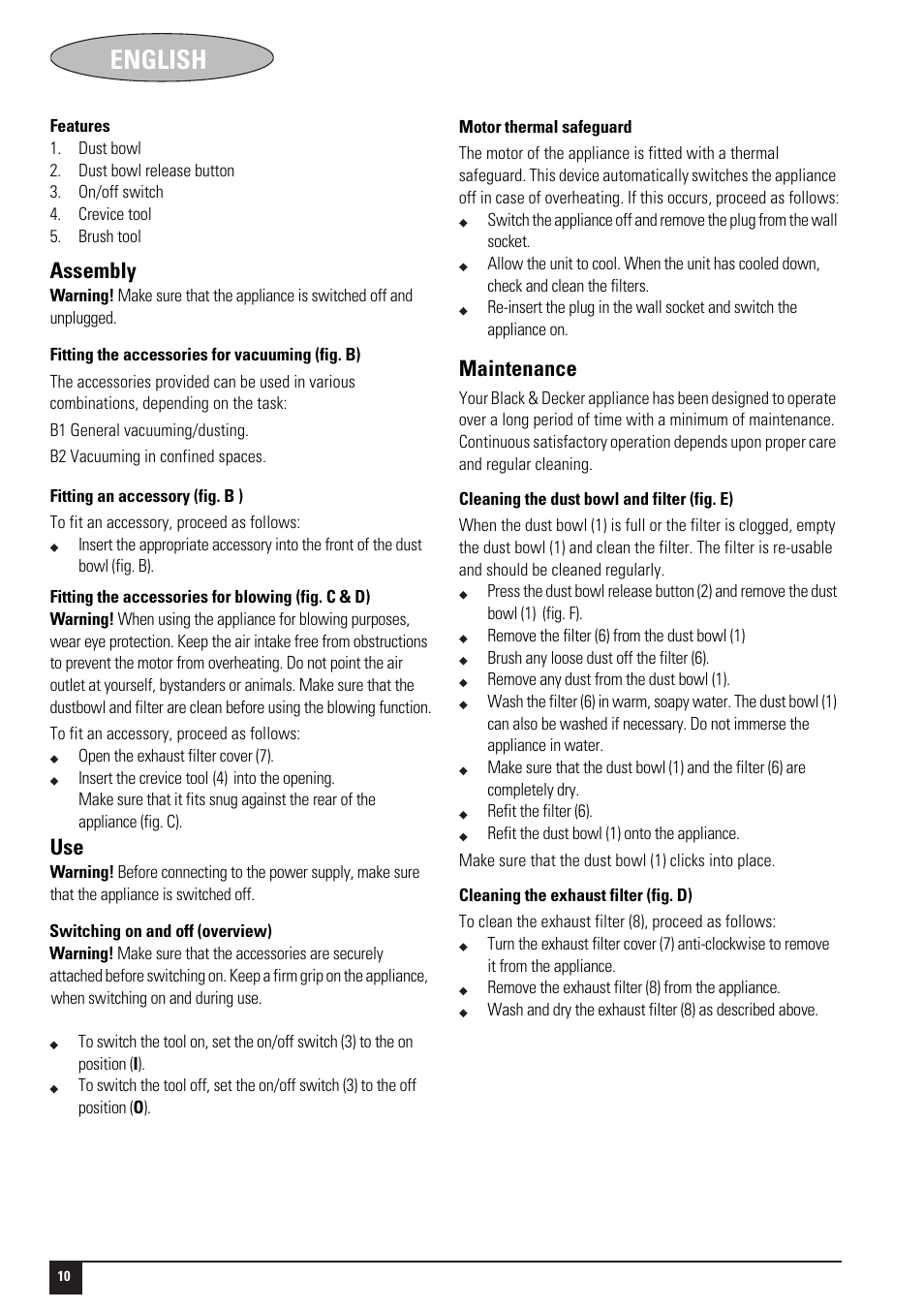 English | Black & Decker 188214-00 User Manual | Page 10 / 13