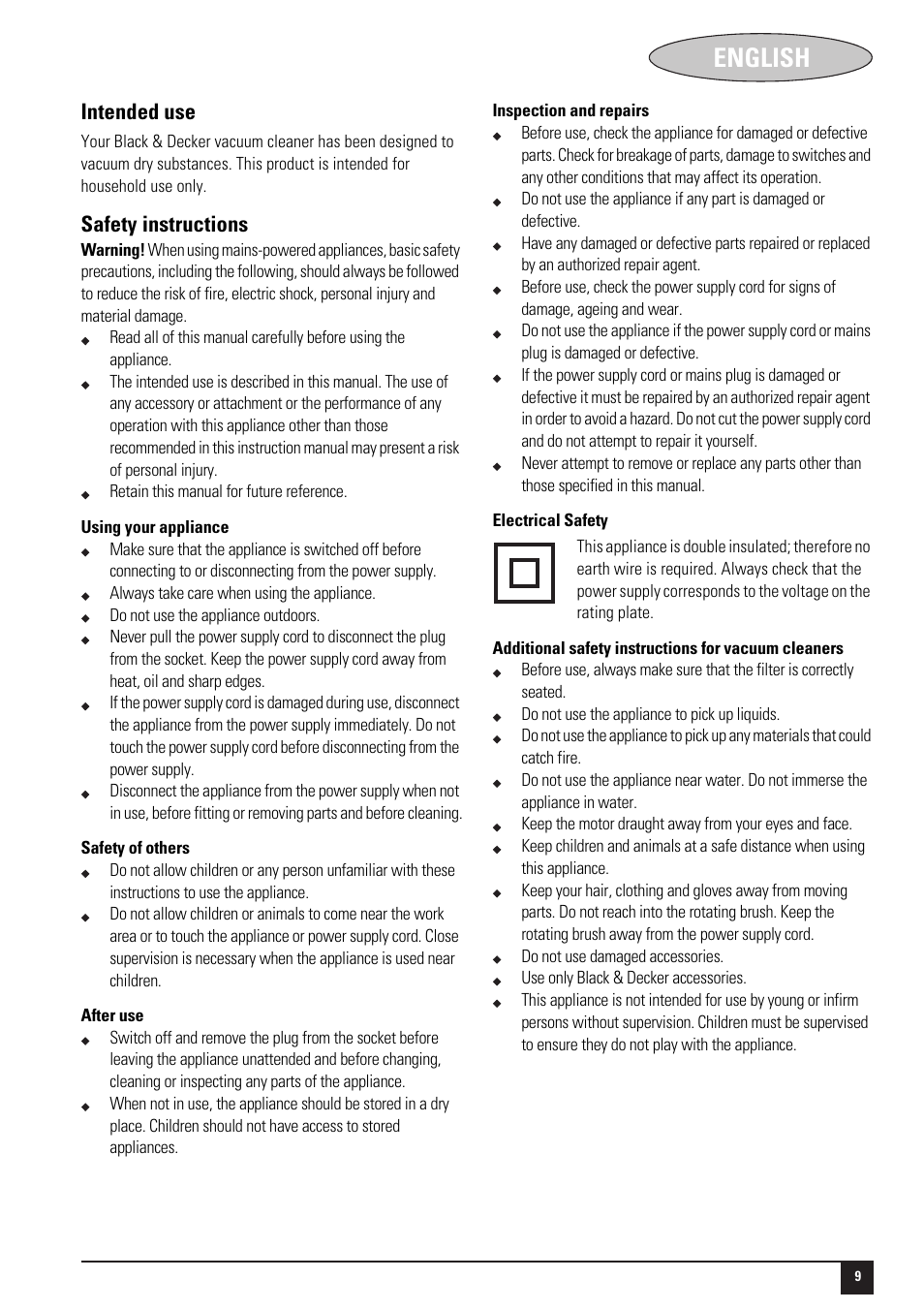 English | Black & Decker 188214-00 User Manual | Page 9 / 13