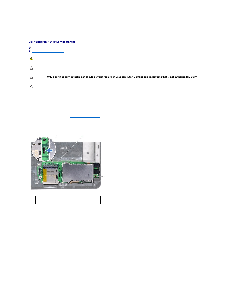 Daughter board, Removing the daughter board, Replacing the daughter board | Dell Inspiron 1440 (Mid 2009) User Manual | Page 17 / 47