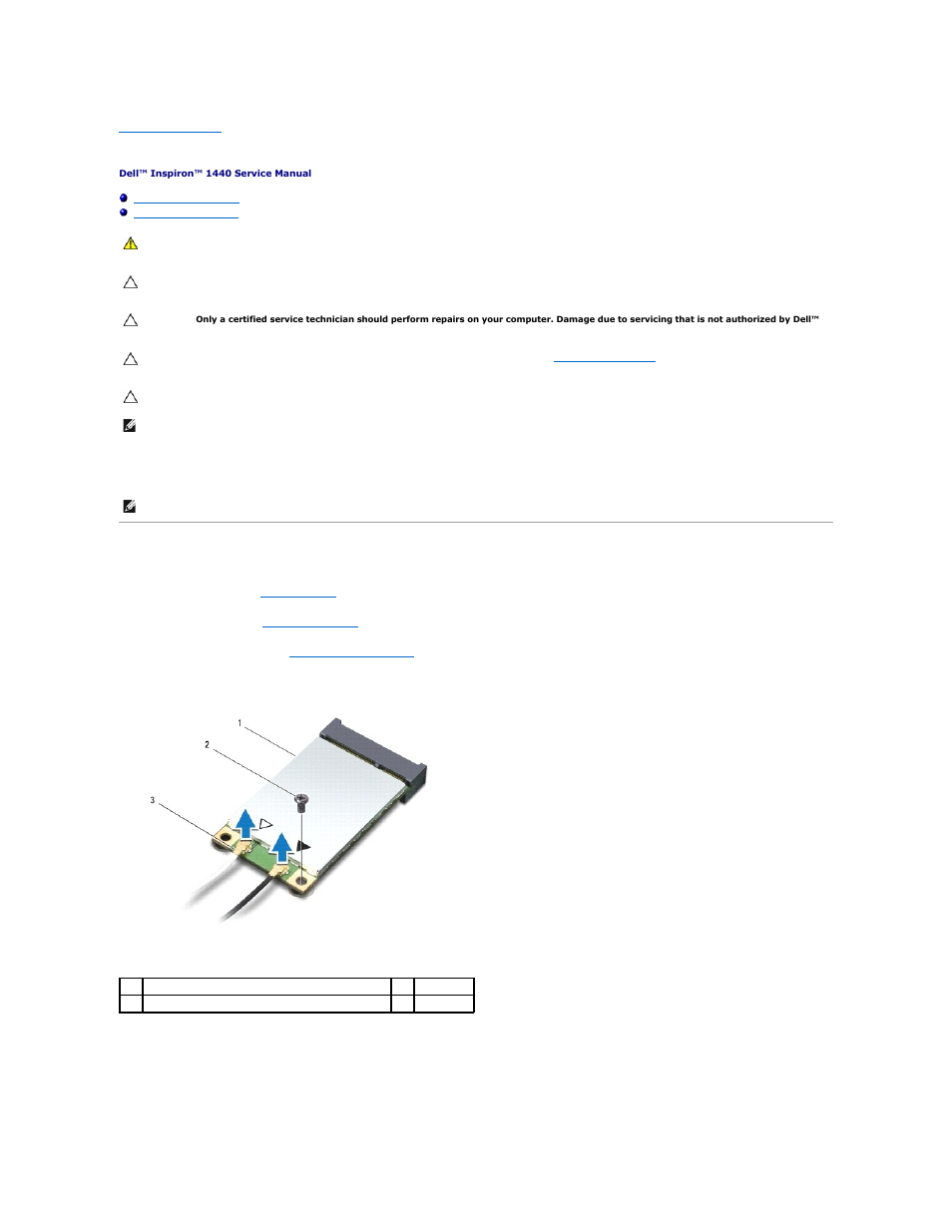 Wireless mini-card, Removing the mini-card | Dell Inspiron 1440 (Mid 2009) User Manual | Page 31 / 47