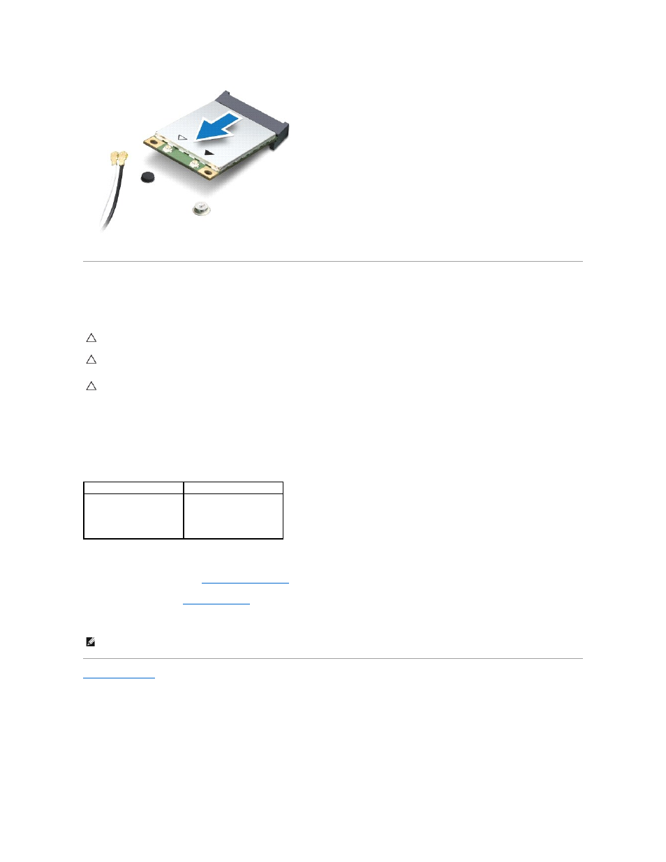 Replacing the mini-card | Dell Inspiron 1440 (Mid 2009) User Manual | Page 32 / 47