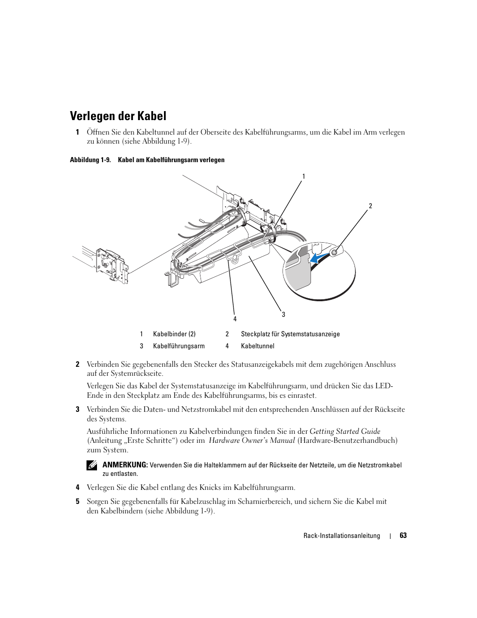 Verlegen der kabel | Dell POWEREDGE 2950 User Manual | Page 65 / 112