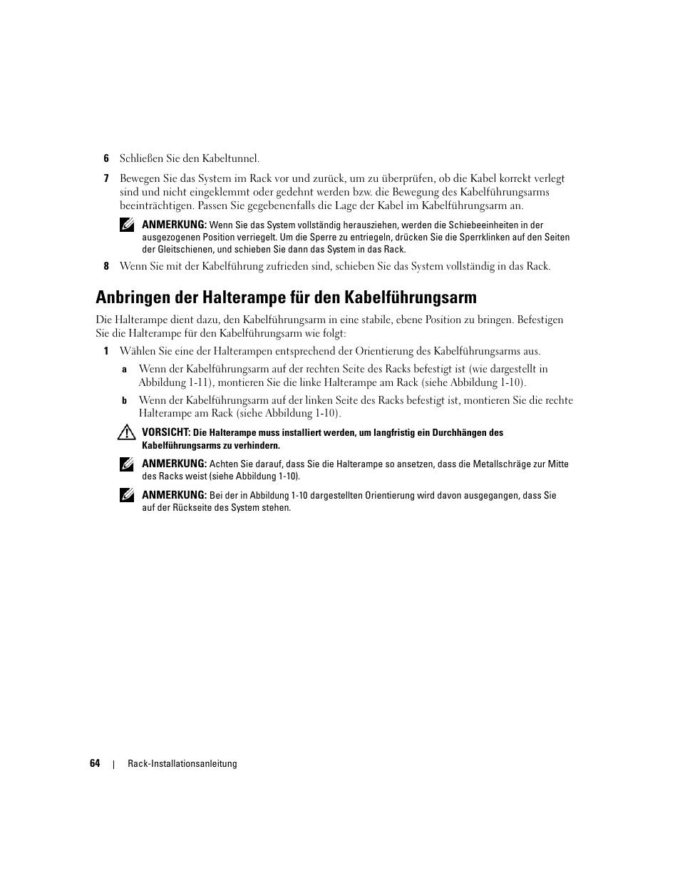 Anbringen der halterampe für den kabelführungsarm | Dell POWEREDGE 2950 User Manual | Page 66 / 112