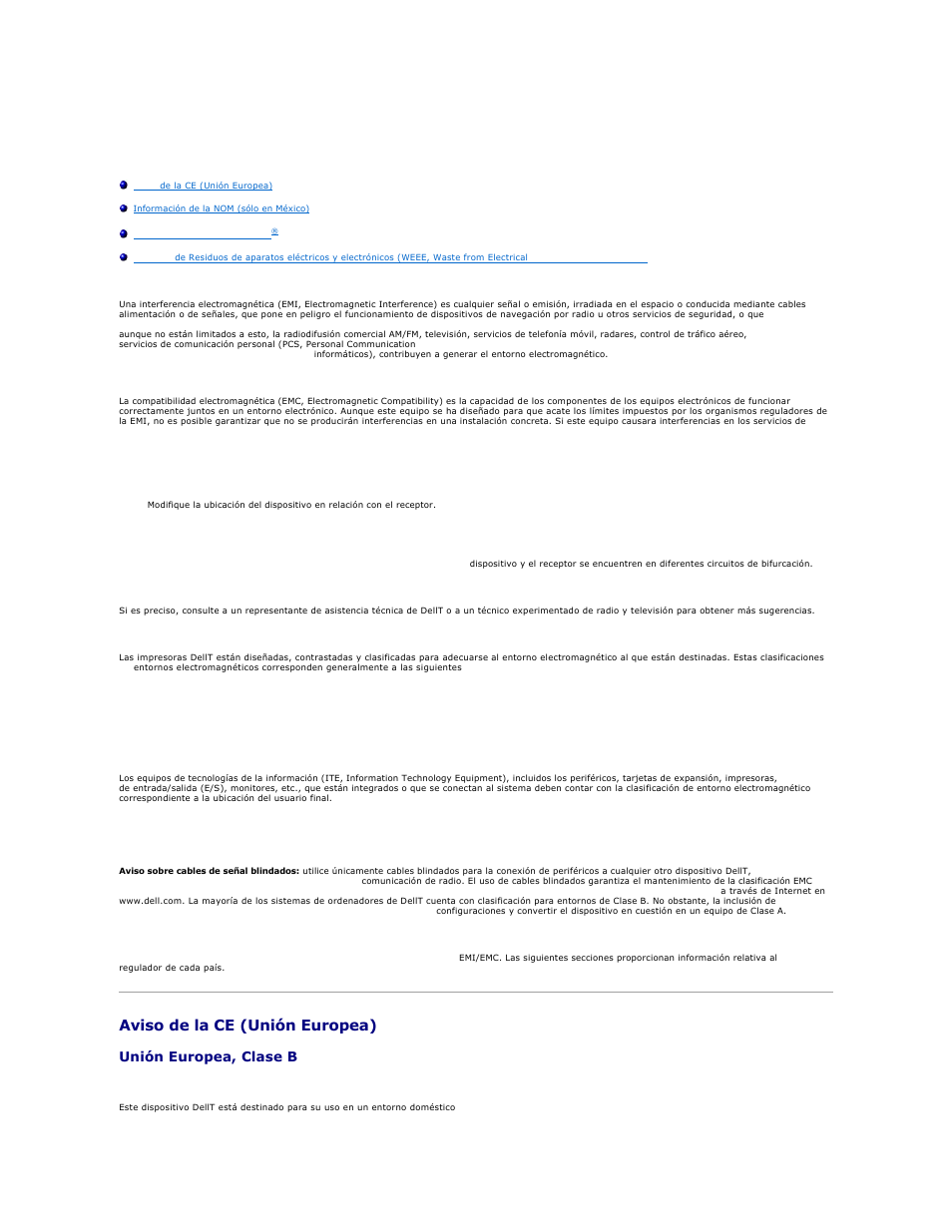 Avisos sobre normativas, Aviso de la ce (unión europea), Unión europea, clase b | Dell 810 All In One Inkjet Printer User Manual | Page 27 / 49