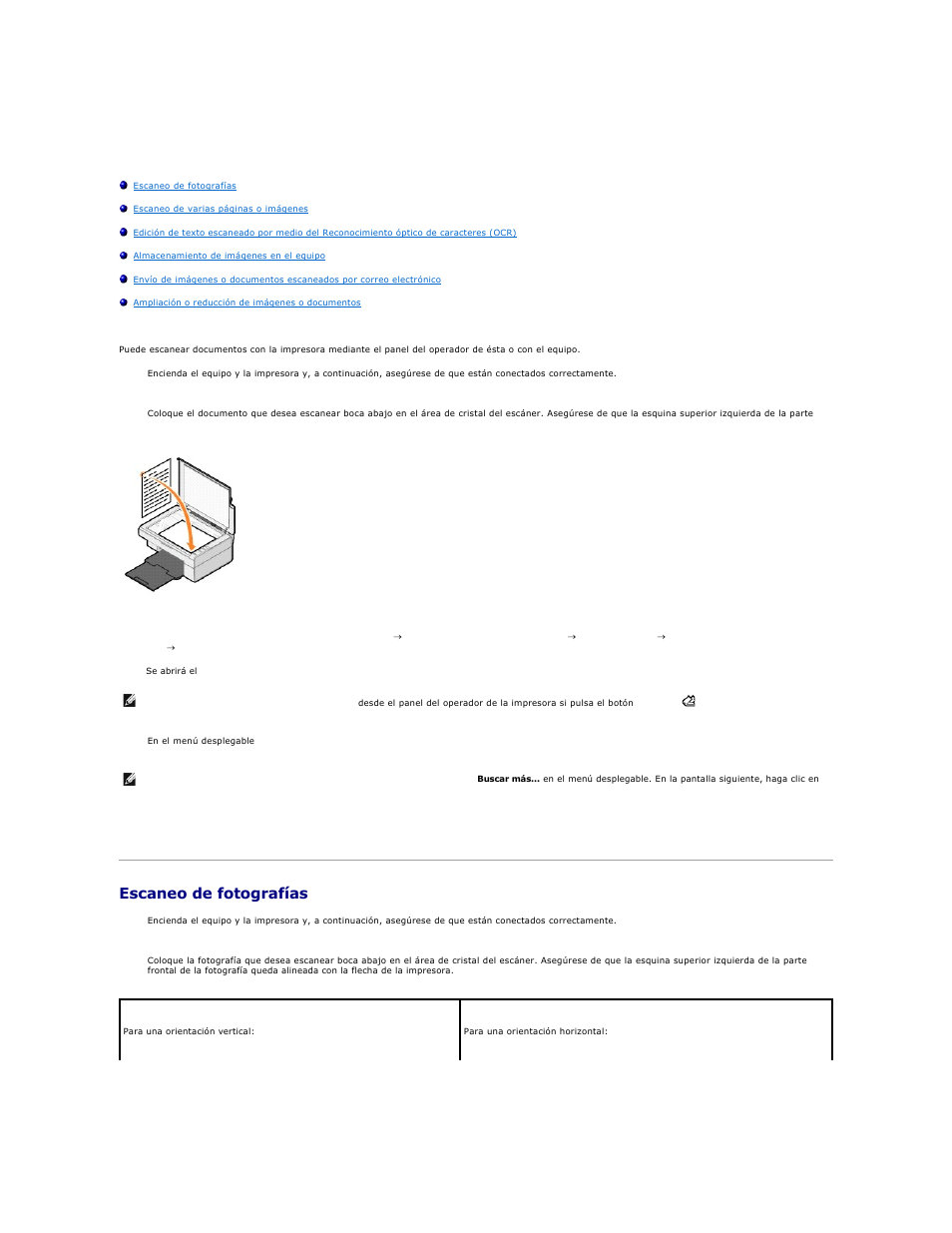 Escaneo, Escaneo de fotografías | Dell 810 All In One Inkjet Printer User Manual | Page 34 / 49