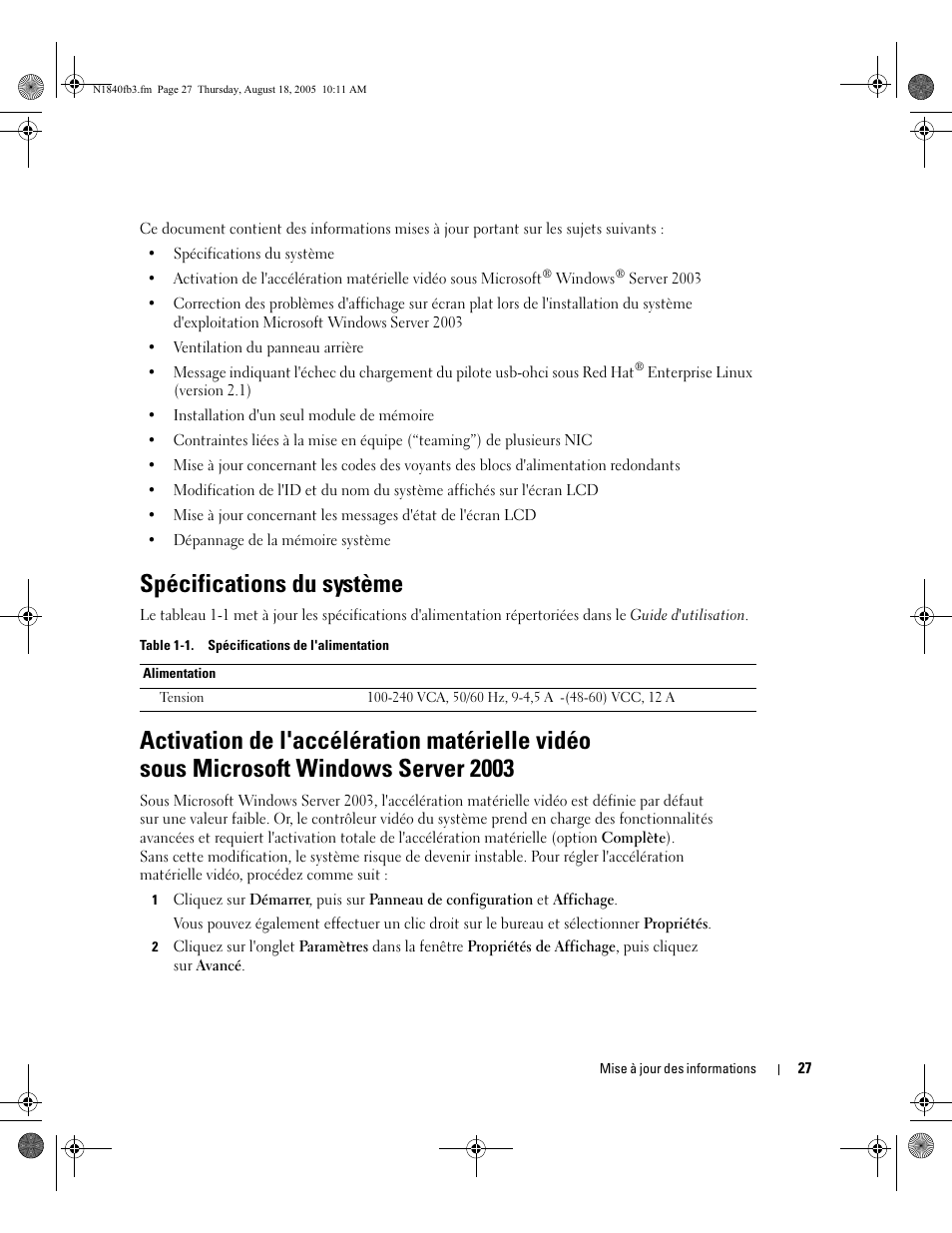 Spécifications du système | Dell PowerEdge 2850 User Manual | Page 29 / 96
