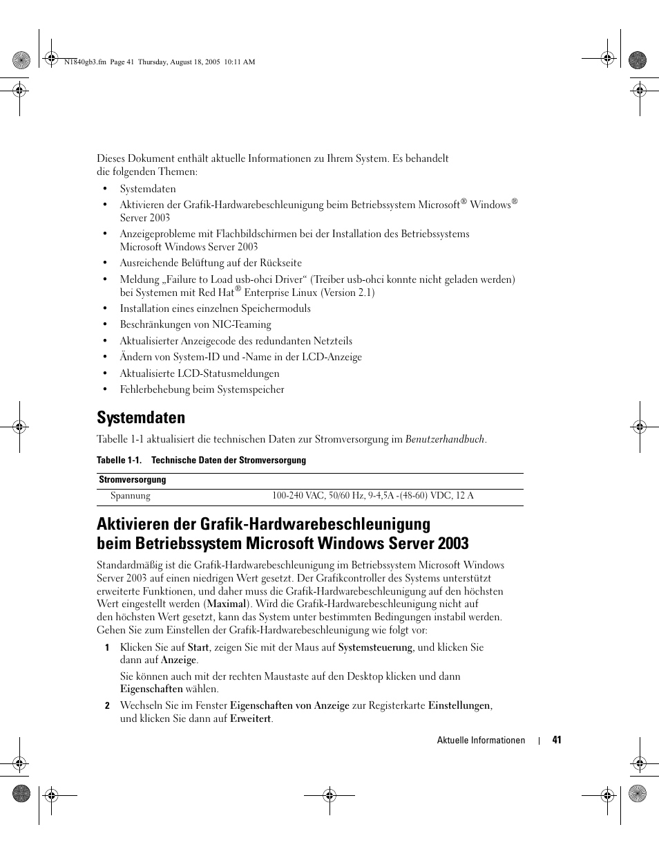 Systemdaten | Dell PowerEdge 2850 User Manual | Page 43 / 96