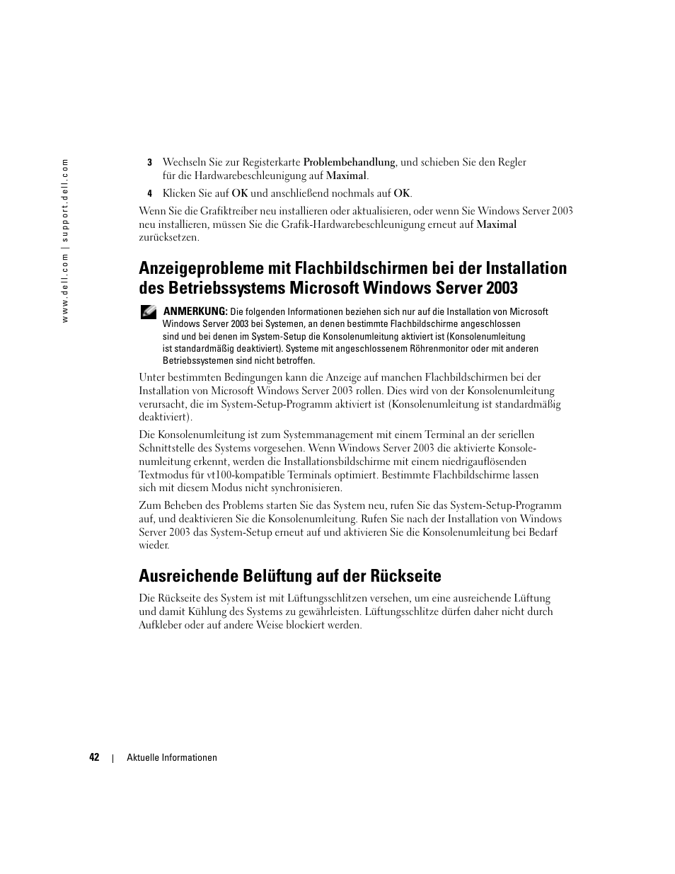 Ausreichende belüftung auf der rückseite | Dell PowerEdge 2850 User Manual | Page 44 / 96