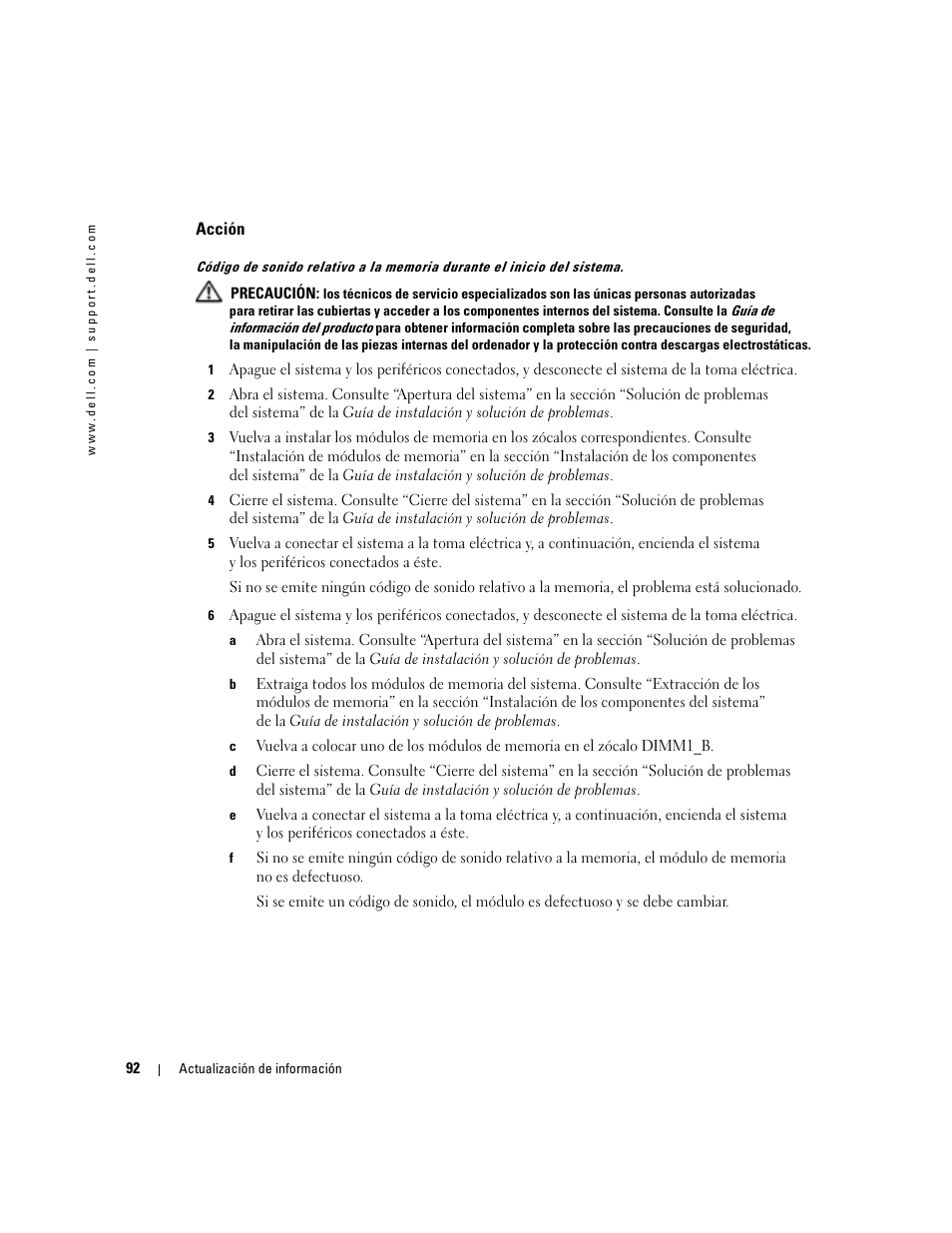 Acción | Dell PowerEdge 2850 User Manual | Page 94 / 96