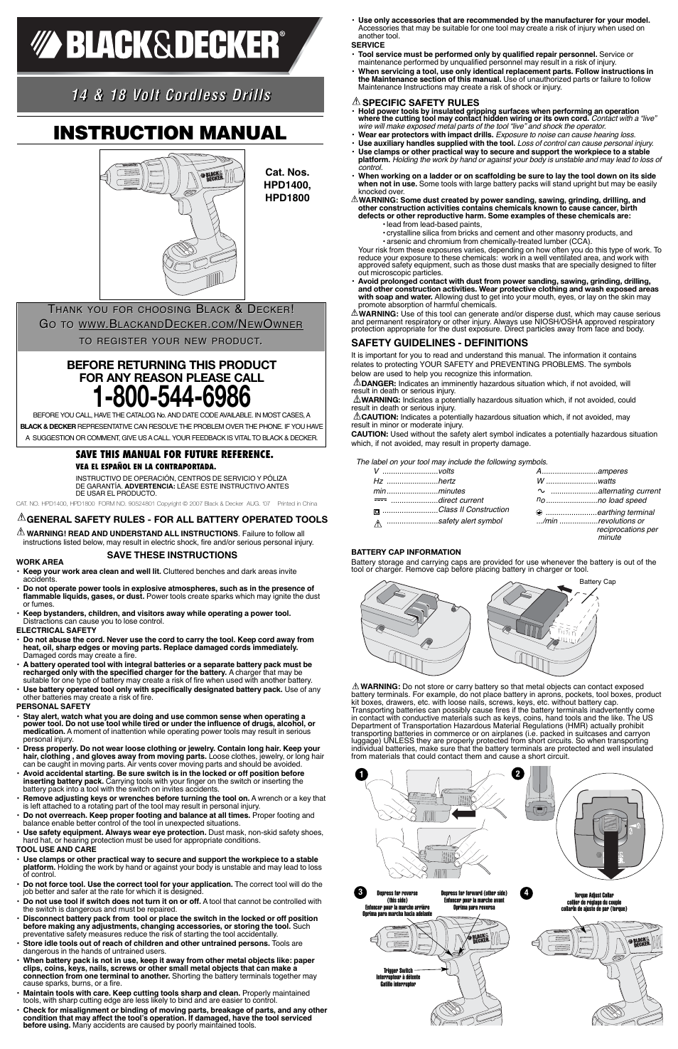 Black & Decker HPD1400 User Manual | 7 pages