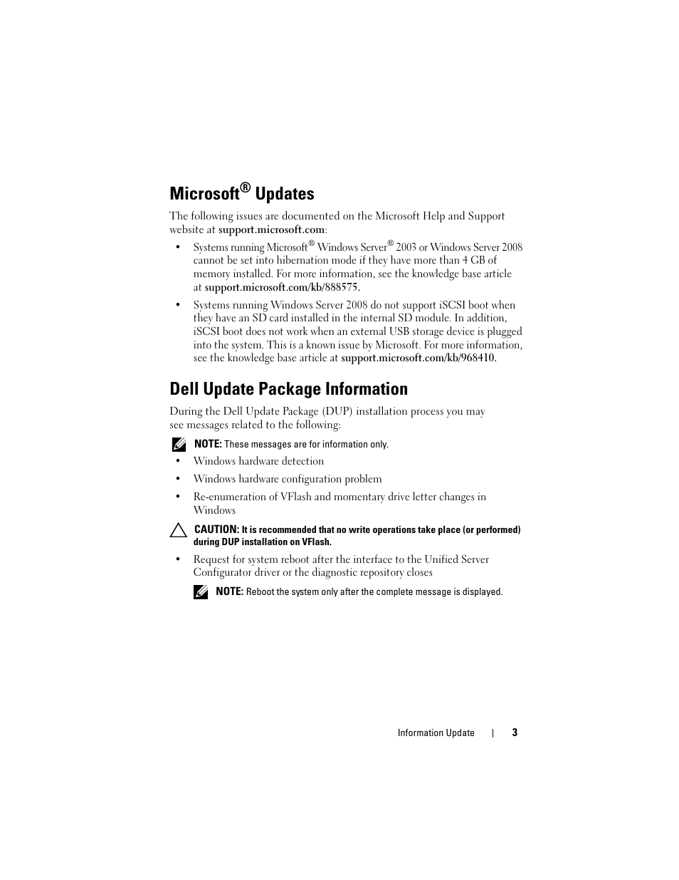 Microsoft® updates, Dell update package information, Microsoft | Updates | Dell PowerEdge M610 User Manual | Page 3 / 186