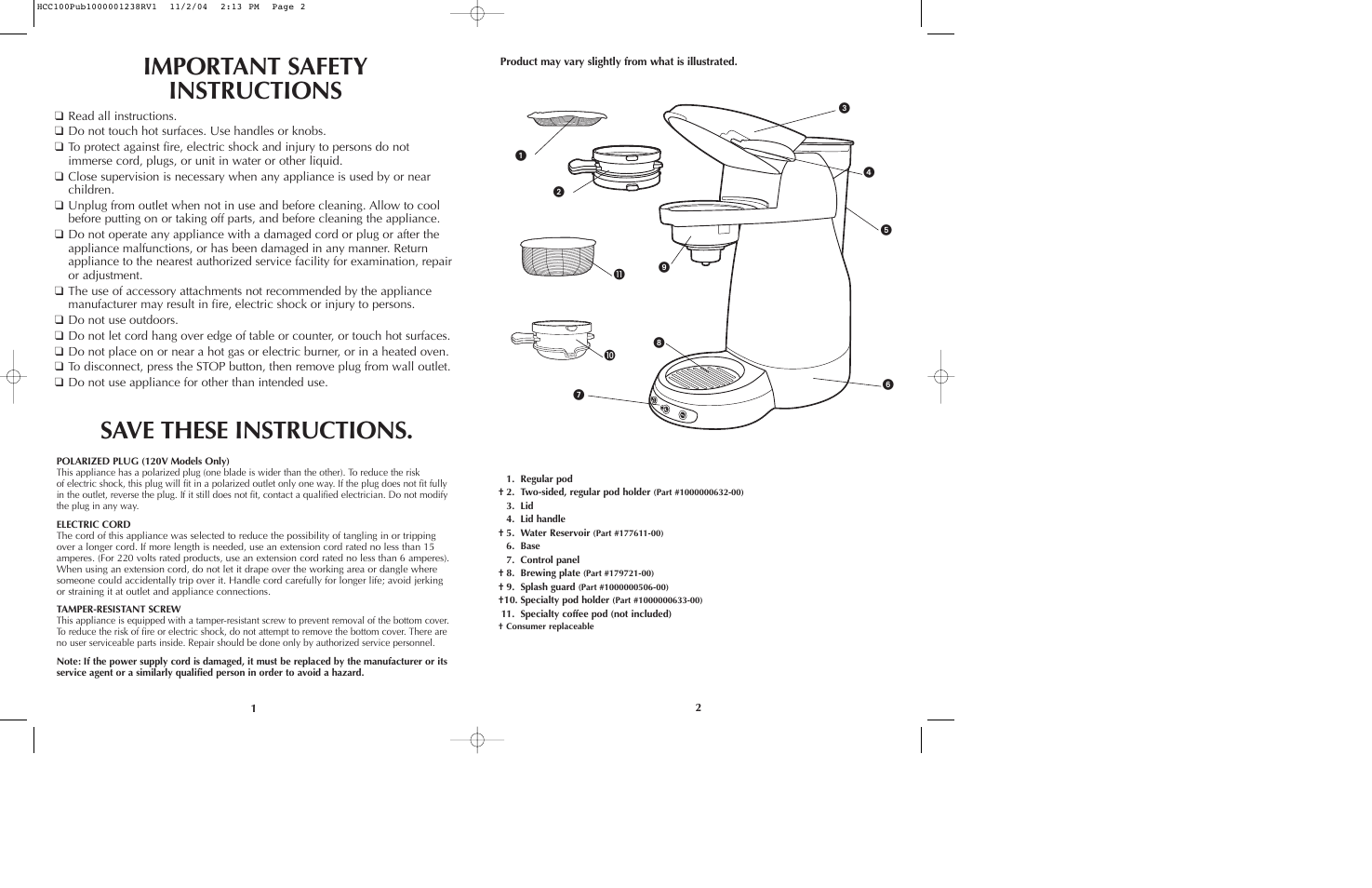 Important safety instructions, Save these instructions | Black & Decker AM7 User Manual | Page 2 / 15