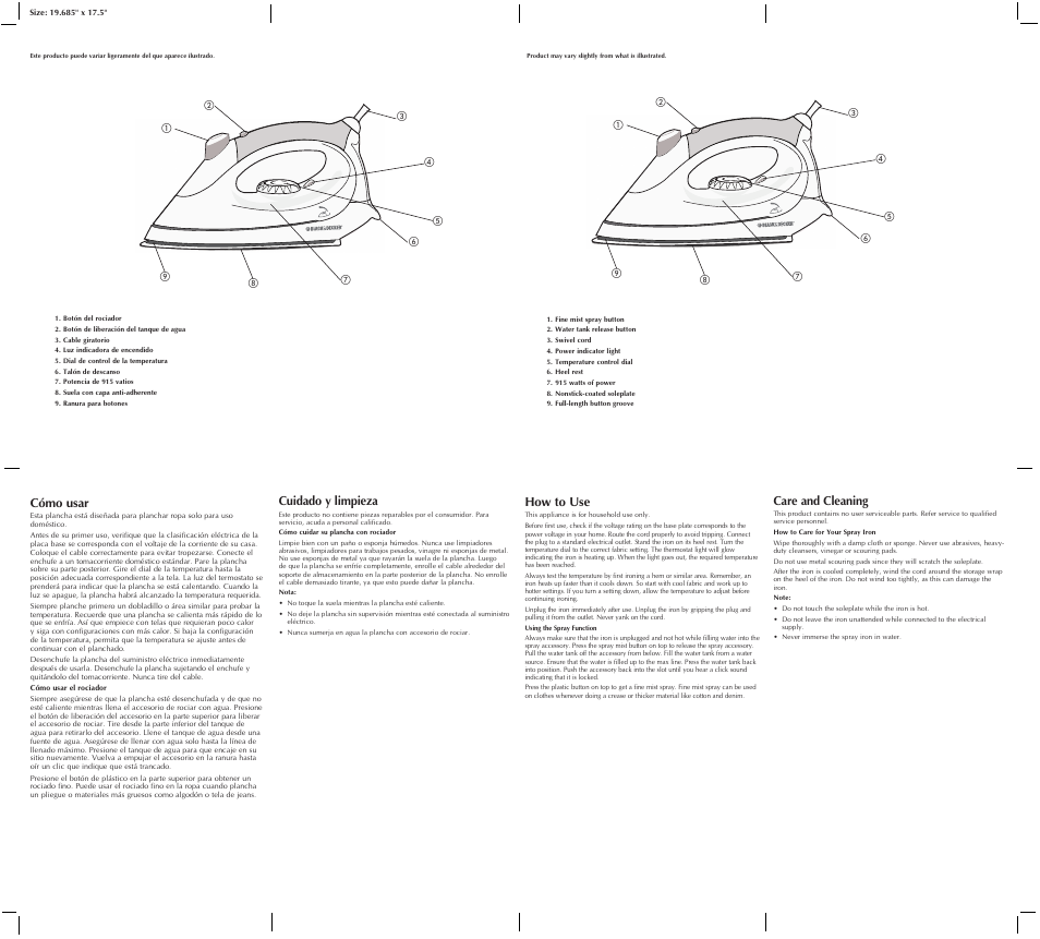 Cómo usar, Cuidado y limpieza, How to use | Care and cleaning | Black & Decker BDF150-AR User Manual | Page 2 / 2