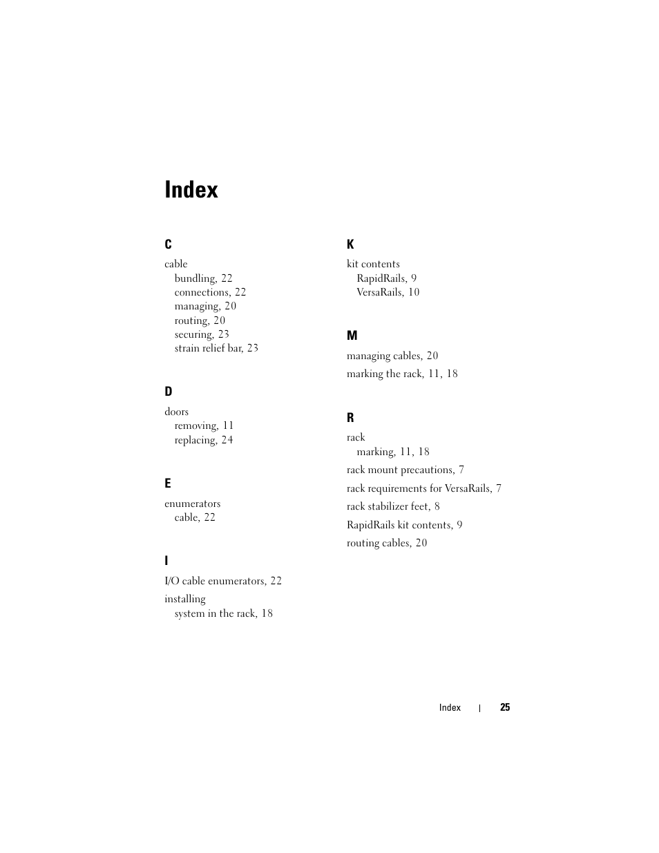 Index | Dell PowerEdge M605 User Manual | Page 27 / 144