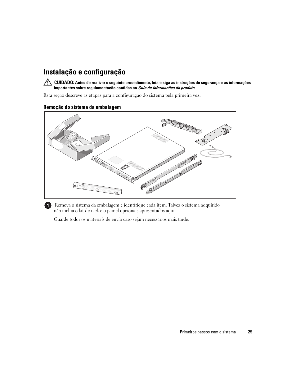 Instalação e configuração, Remoção do sistema da embalagem | Dell PowerEdge SC1435 User Manual | Page 31 / 50