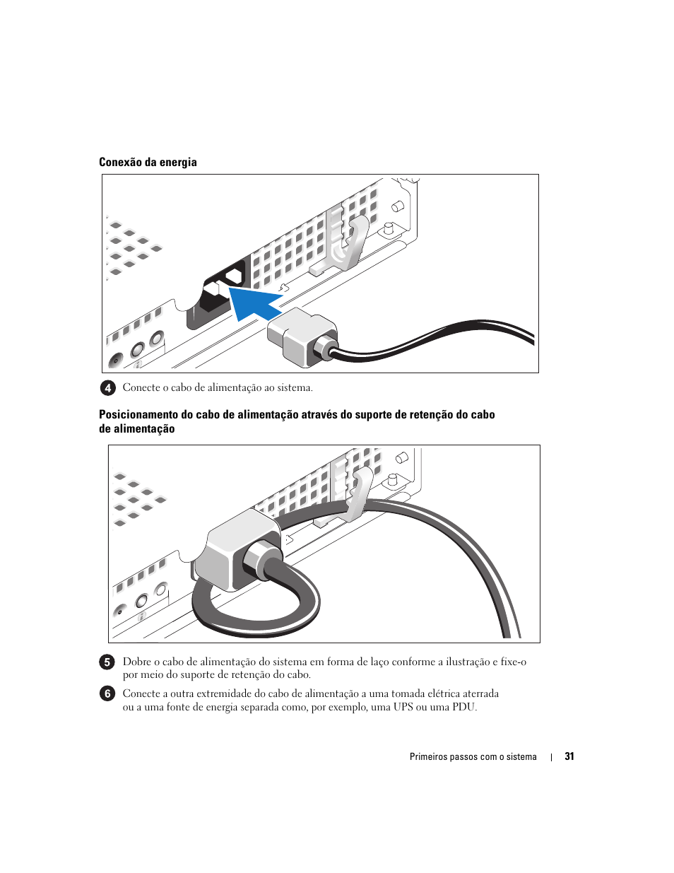 Conexão da energia | Dell PowerEdge SC1435 User Manual | Page 33 / 50