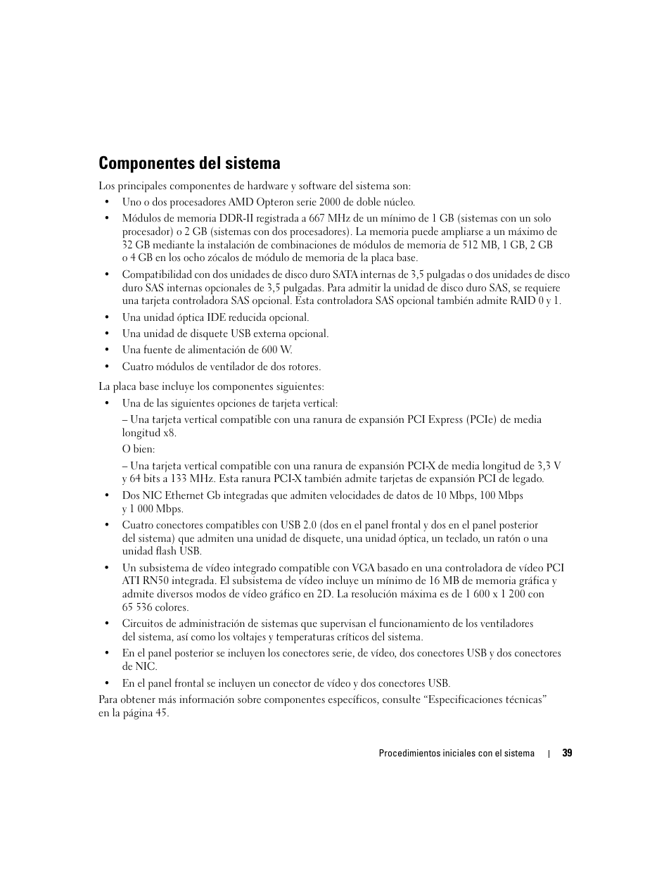 Componentes del sistema | Dell PowerEdge SC1435 User Manual | Page 41 / 50