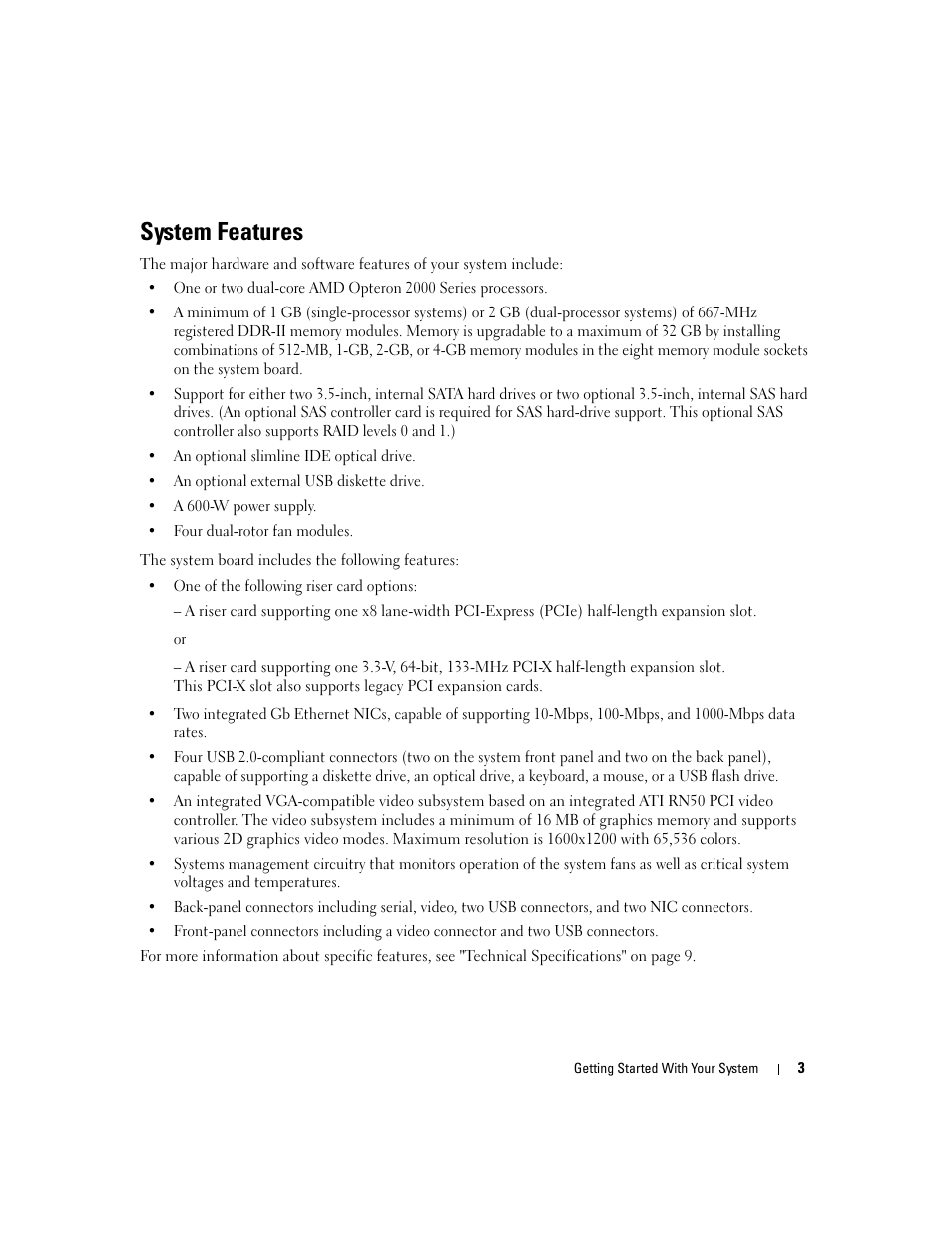 System features | Dell PowerEdge SC1435 User Manual | Page 5 / 50