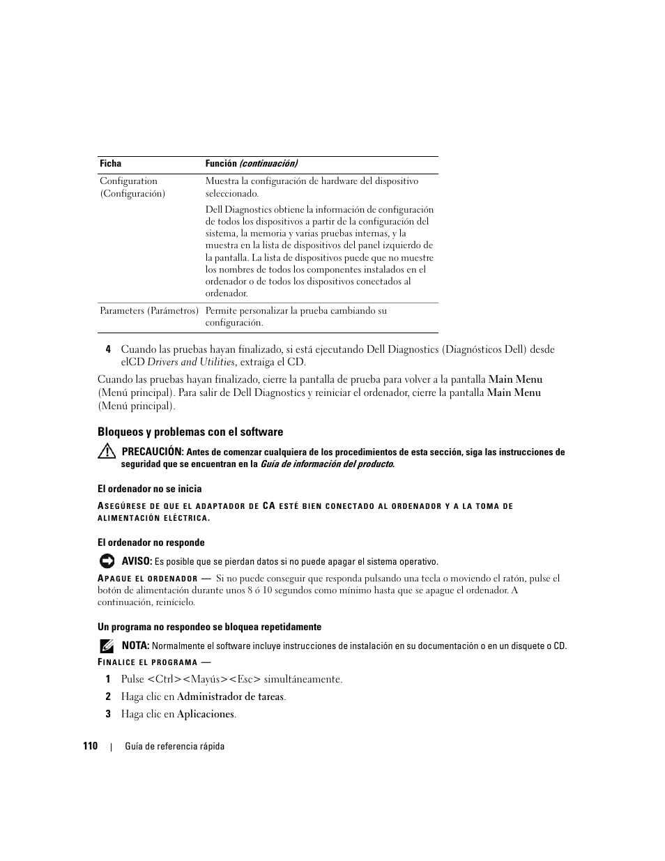 Bloqueos y problemas con el software | Dell Precision M65 User Manual | Page 110 / 114