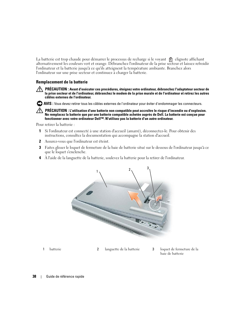 Remplacement de la batterie | Dell Precision M65 User Manual | Page 38 / 114