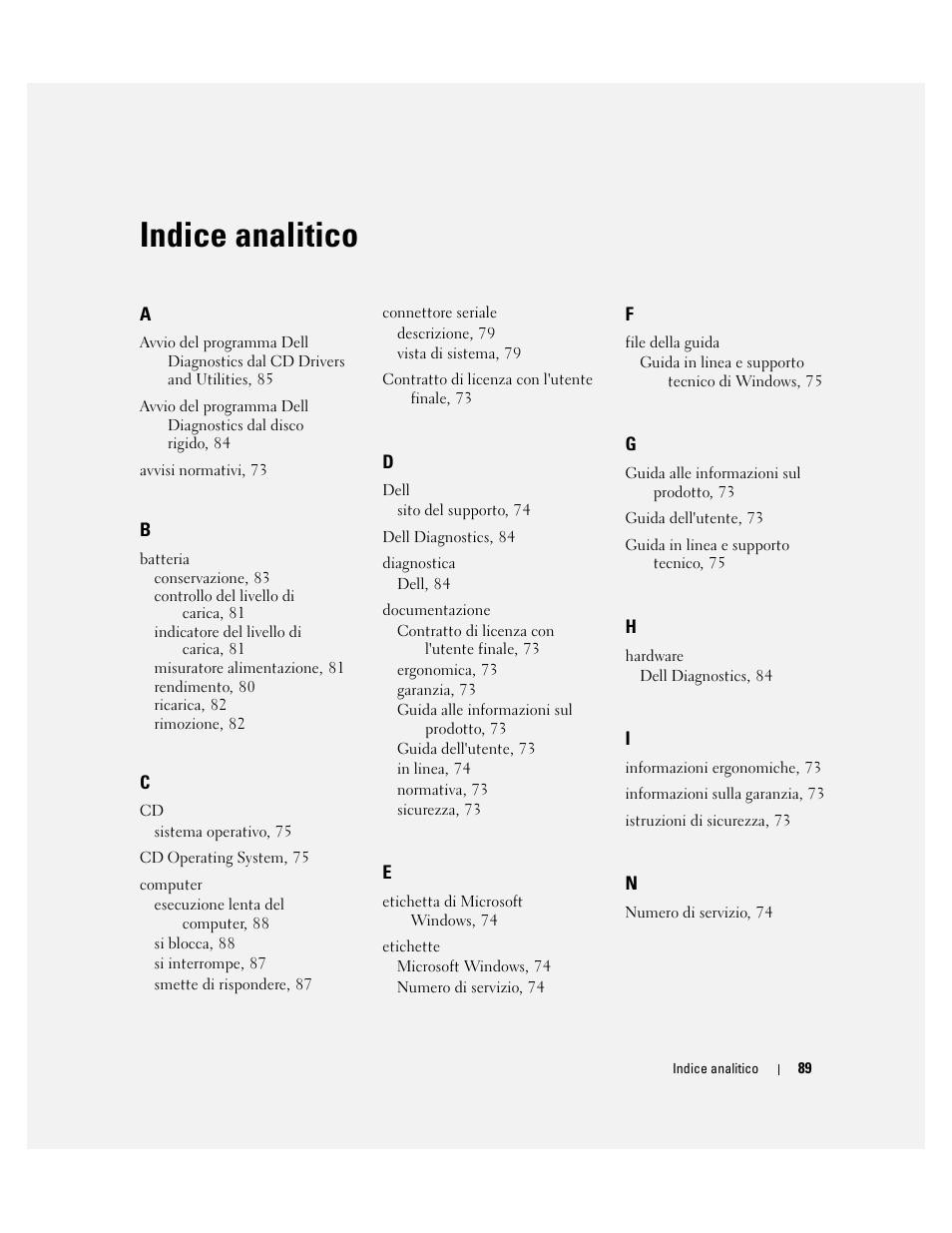 Indice analitico | Dell Precision M65 User Manual | Page 89 / 114