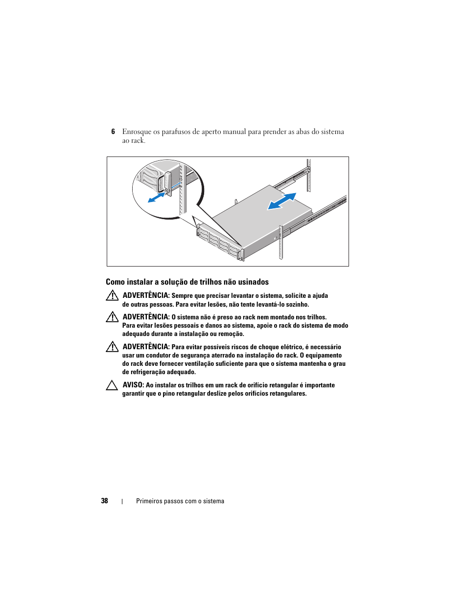 Como instalar a solução de trilhos não usinados | Dell PowerEdge C6100 User Manual | Page 40 / 66