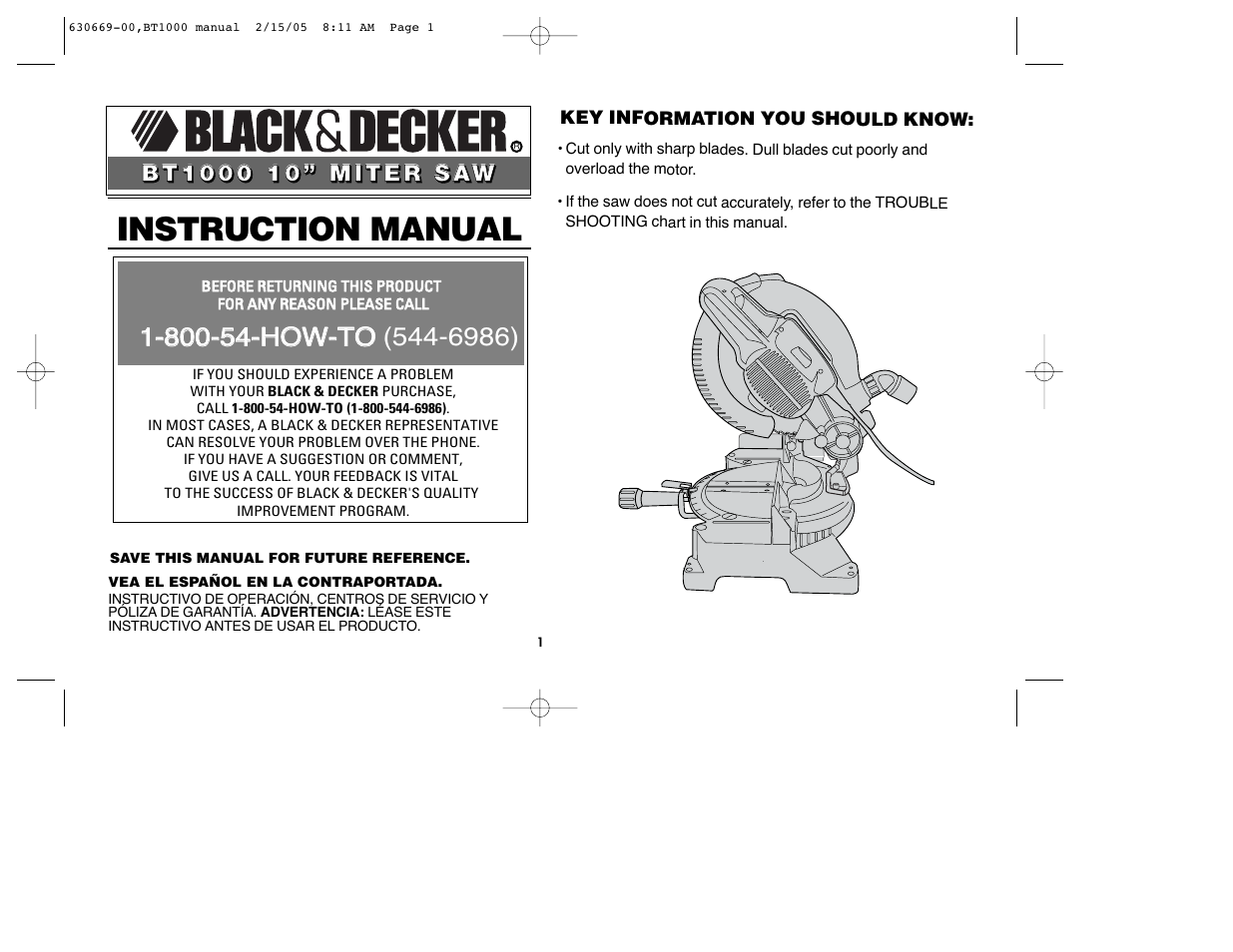 Black & Decker BT1000 User Manual | 44 pages