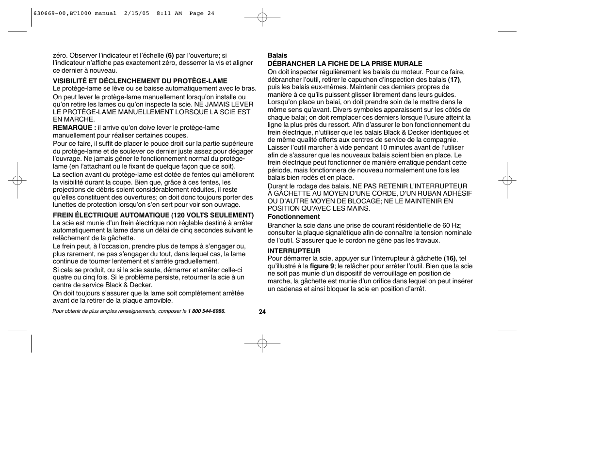 Black & Decker BT1000 User Manual | Page 24 / 44