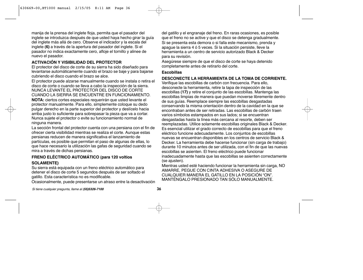Black & Decker BT1000 User Manual | Page 36 / 44