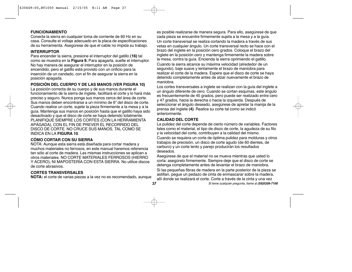Black & Decker BT1000 User Manual | Page 37 / 44