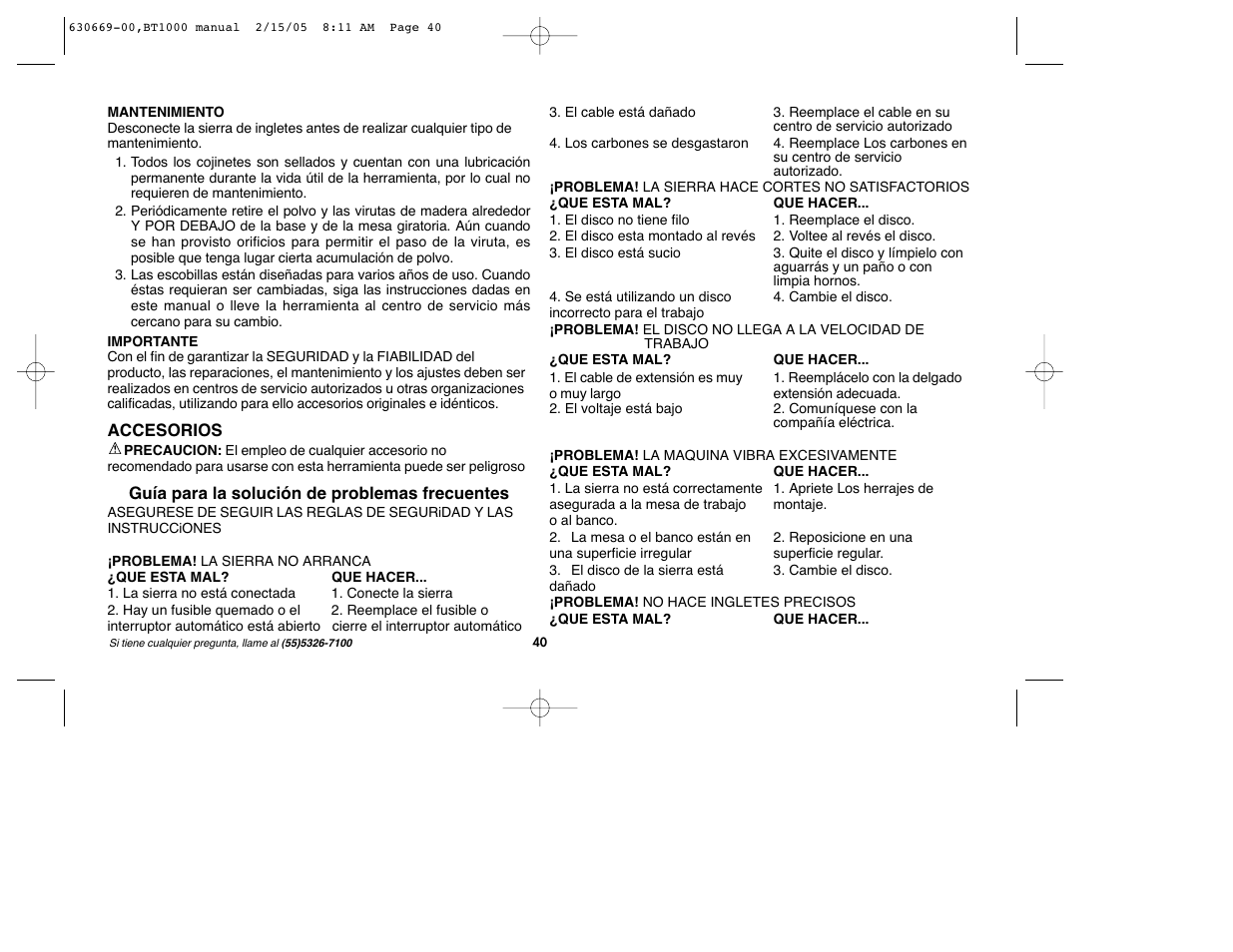 Black & Decker BT1000 User Manual | Page 40 / 44