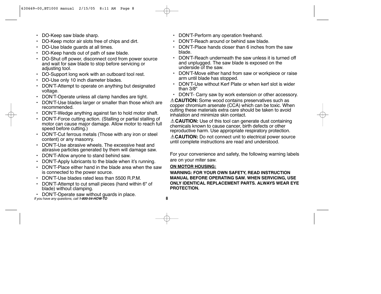 Black & Decker BT1000 User Manual | Page 8 / 44