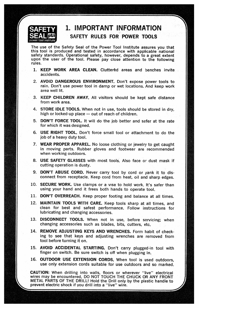 Important information, Safety rules for power tools | Black & Decker 7154 User Manual | Page 2 / 6