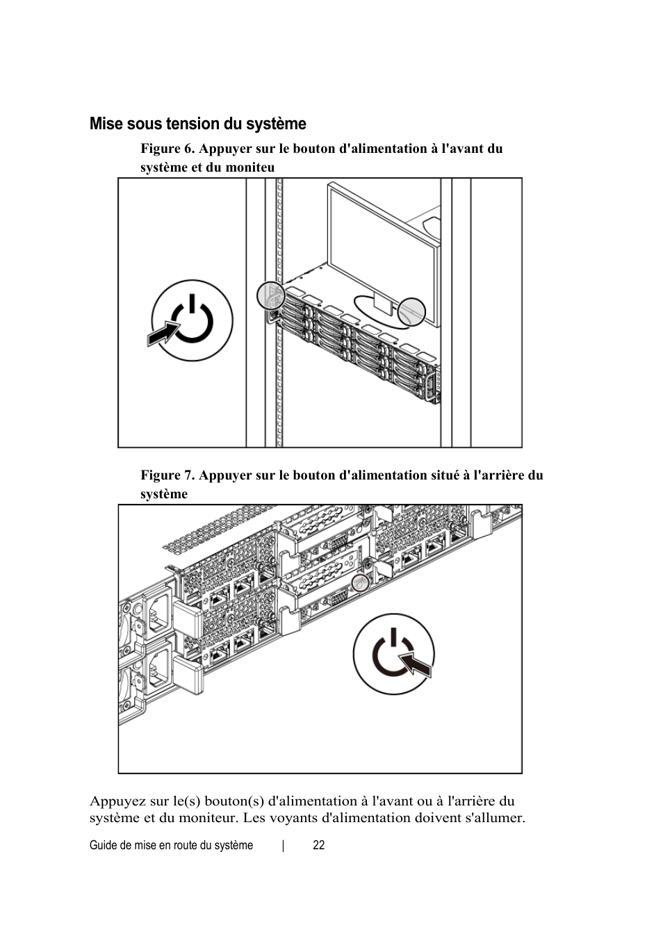 Mise sous tension du système | Dell POWEREDGE C6105 User Manual | Page 24 / 62