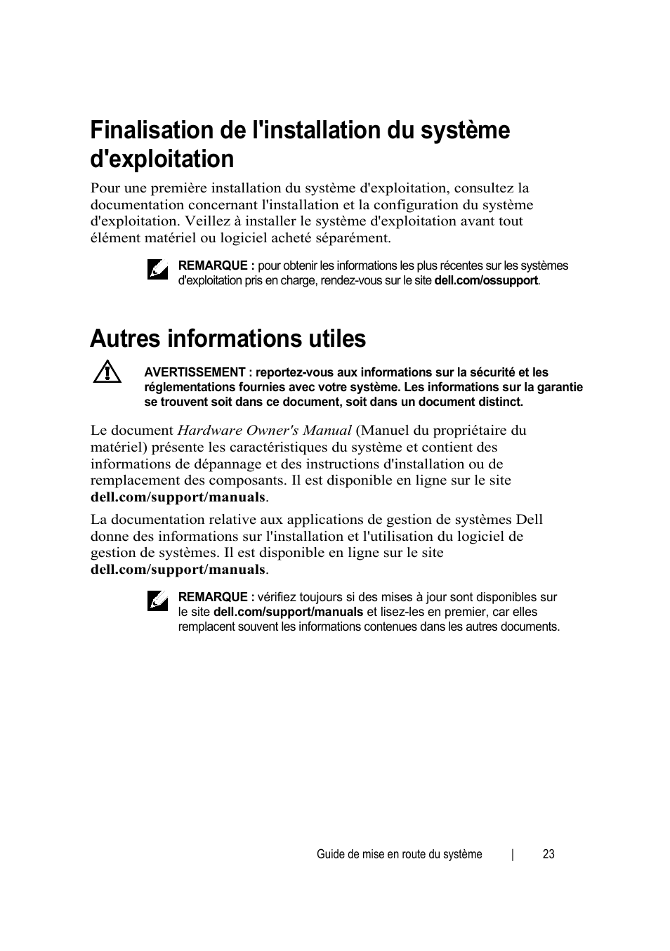 Autres informations utiles | Dell POWEREDGE C6105 User Manual | Page 25 / 62