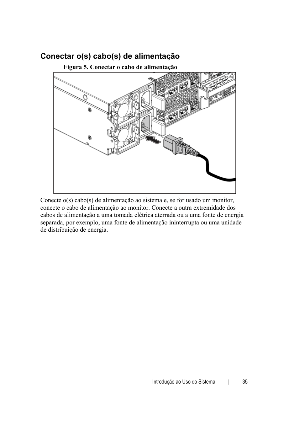 Conectar o(s) cabo(s) de alimentação | Dell POWEREDGE C6105 User Manual | Page 37 / 62