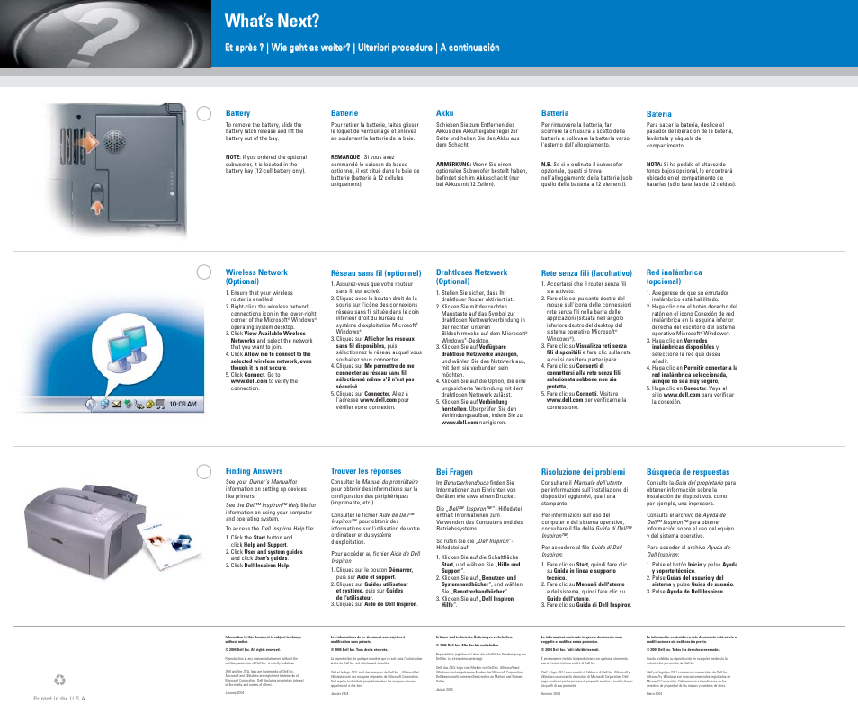 What’s next | Dell Inspiron 9100 User Manual | Page 2 / 2