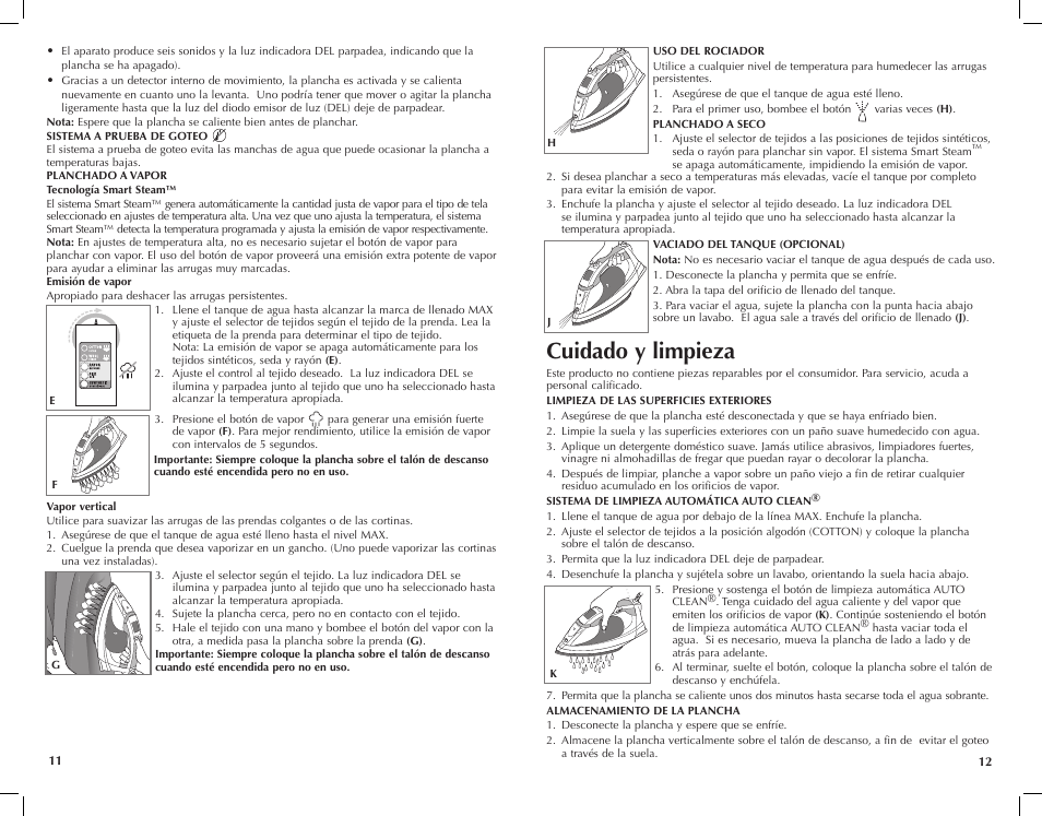 Cuidado y limpieza | Black & Decker F2200 User Manual | Page 7 / 13