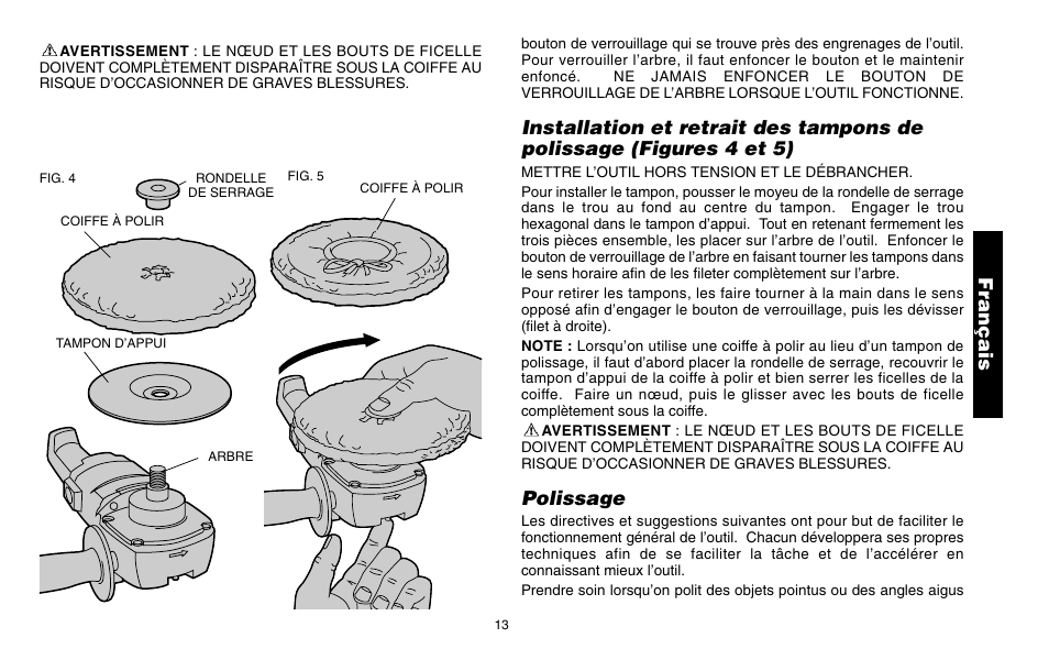 Français, Polissage | Snap-On ET 1460 User Manual | Page 17 / 28
