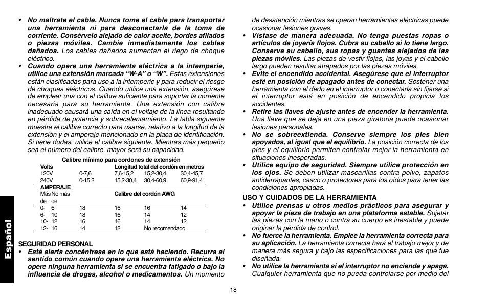 Español | Snap-On ET 1460 User Manual | Page 22 / 28