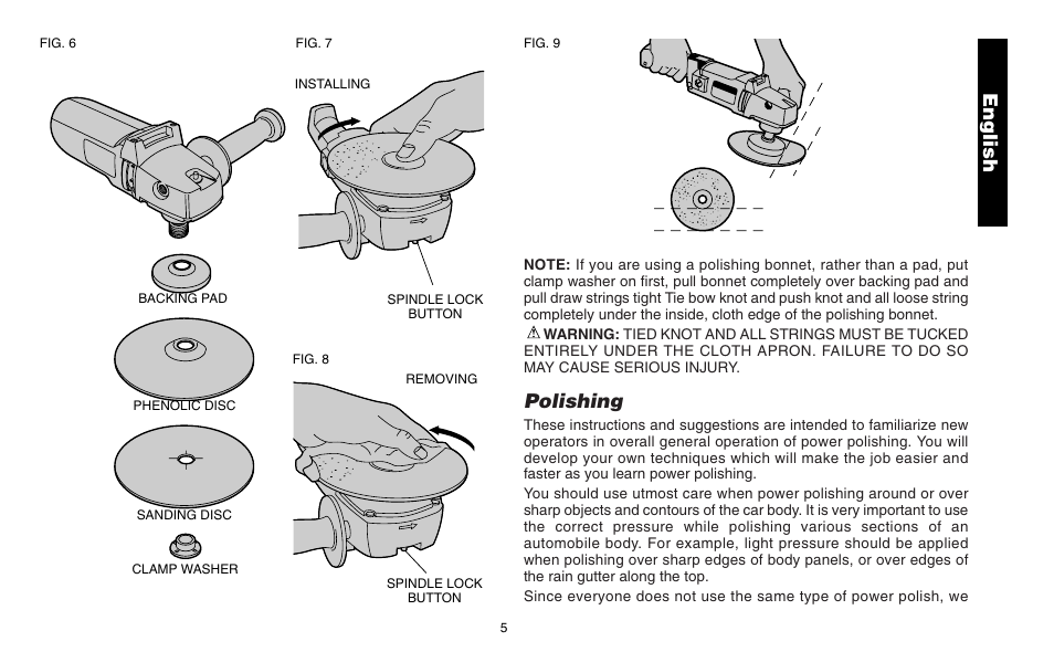 Polishing, English | Snap-On ET 1460 User Manual | Page 9 / 28