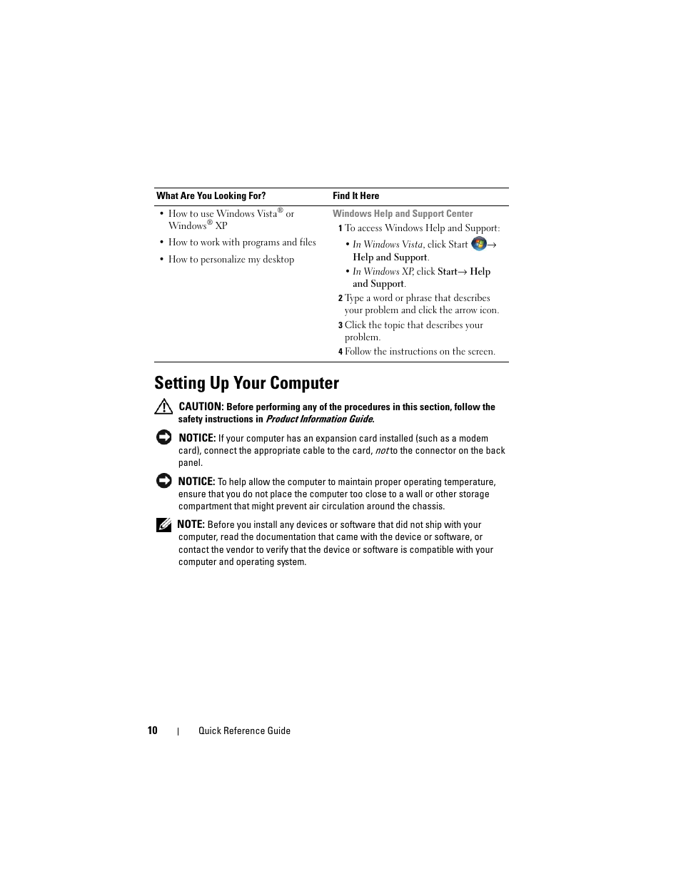 Setting up your computer | Dell OptiPlex 740 User Manual | Page 10 / 230