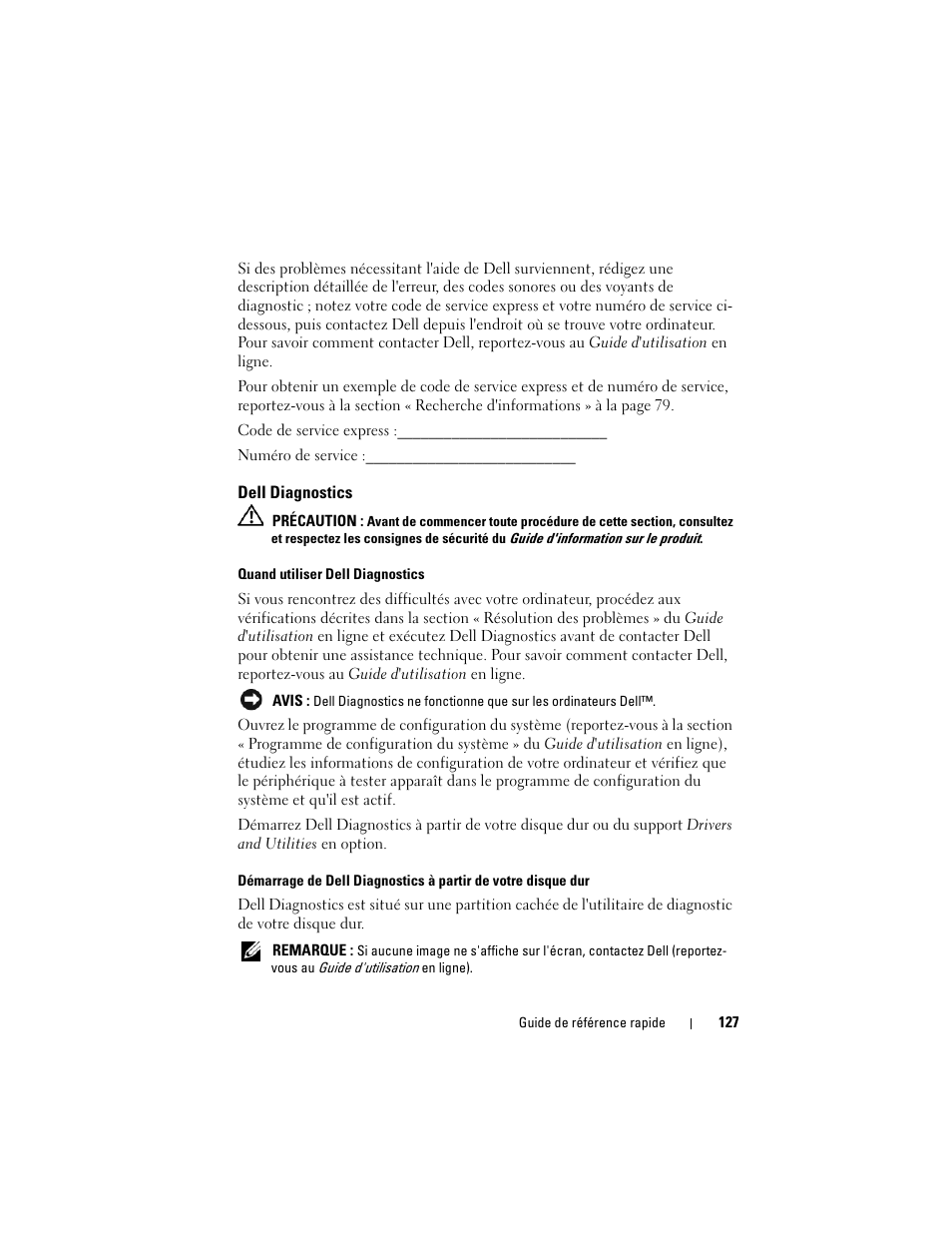 Dell diagnostics | Dell OptiPlex 740 User Manual | Page 127 / 230