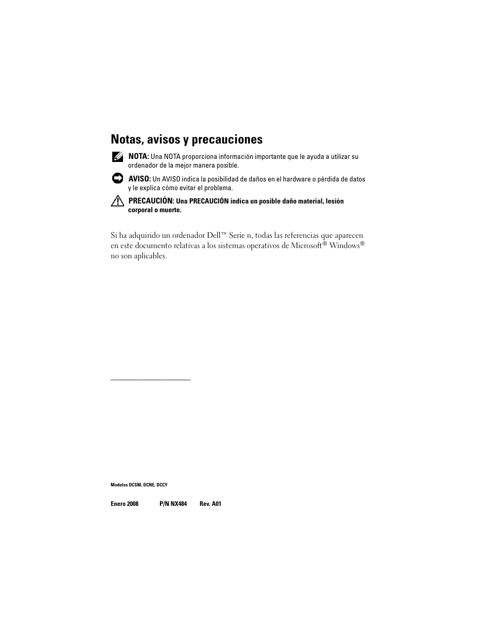 Notas, avisos y precauciones | Dell OptiPlex 740 User Manual | Page 154 / 230